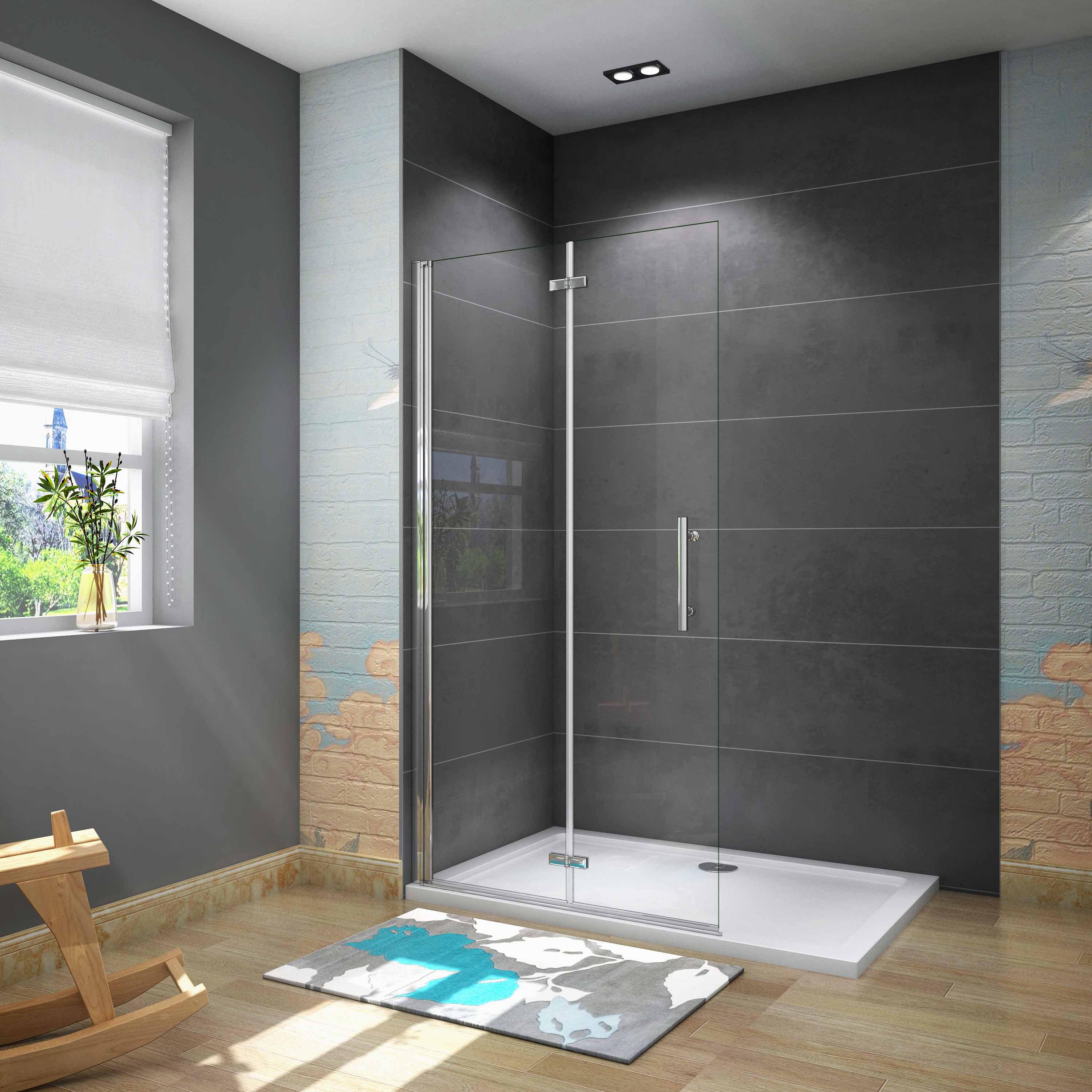 AICA Walk-in-Dusche H:185/195cm Duschtrennwand Duschtür Scharniertür Drehtü günstig online kaufen