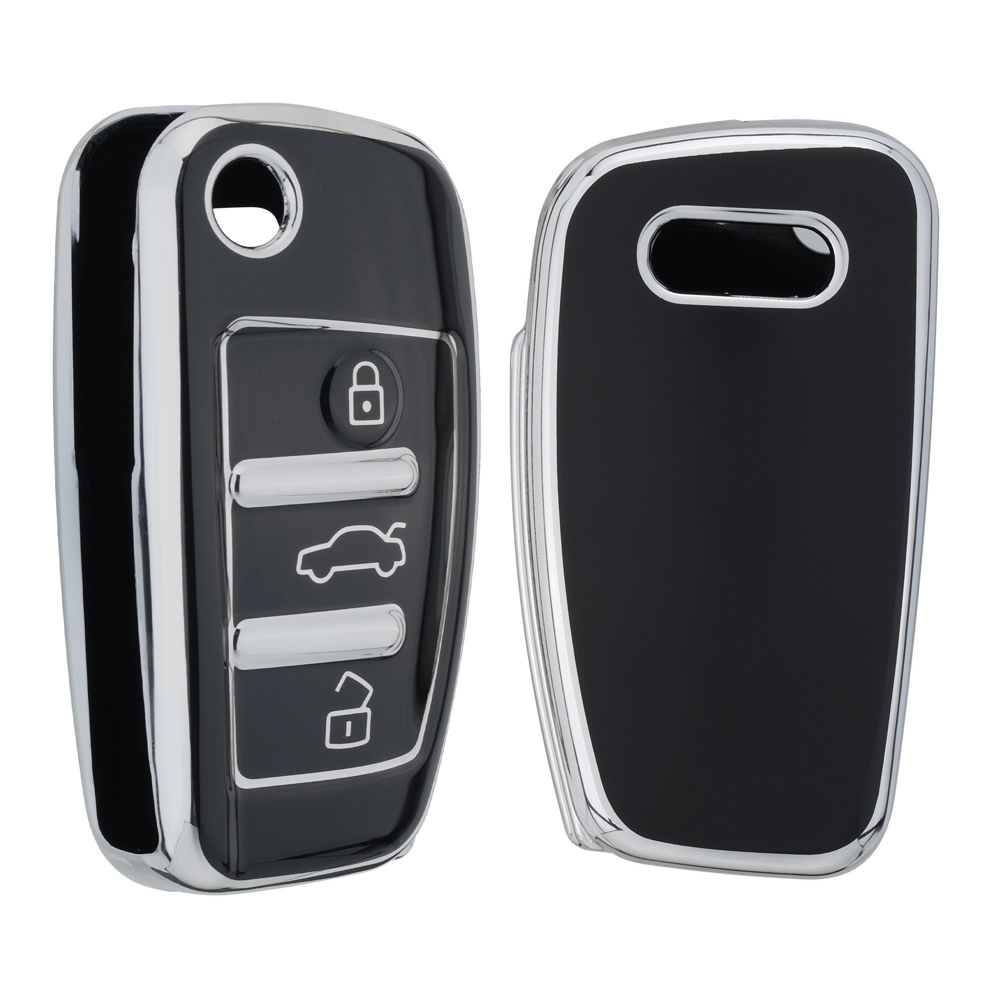 Autoschlüssel Schlüsseltasche Silikon für Schlüsselhülle Cover kwmobile Schwarz Audi, Hülle