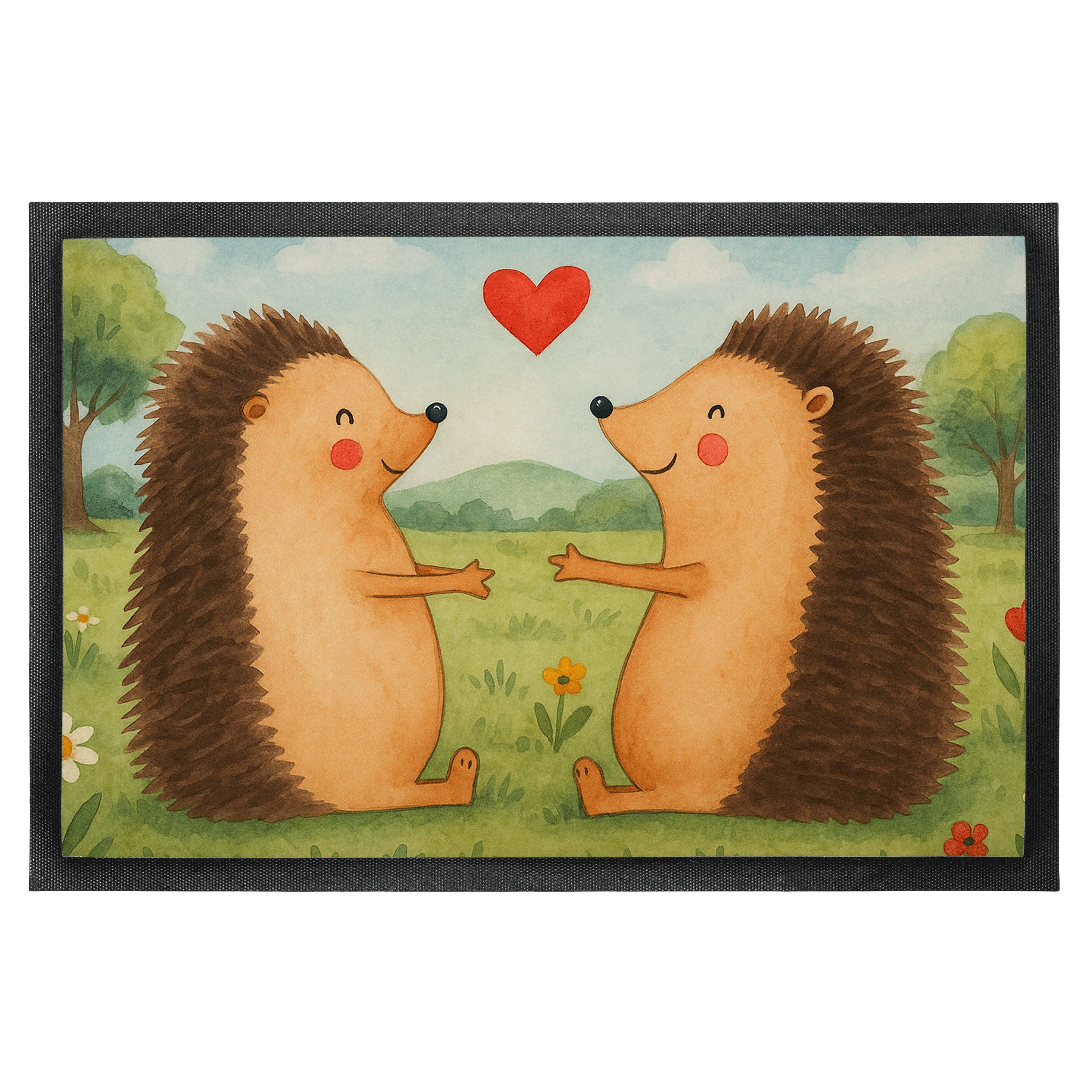 Mr. & Mrs. Panda Fußmatte Igel Liebe Design, Sauberlaufmatte 40 x 60 cm, Weiß, Schuhabstreifer, rechteckig, Höhe: 40 mm, Partner Hochzeit flurmatte
