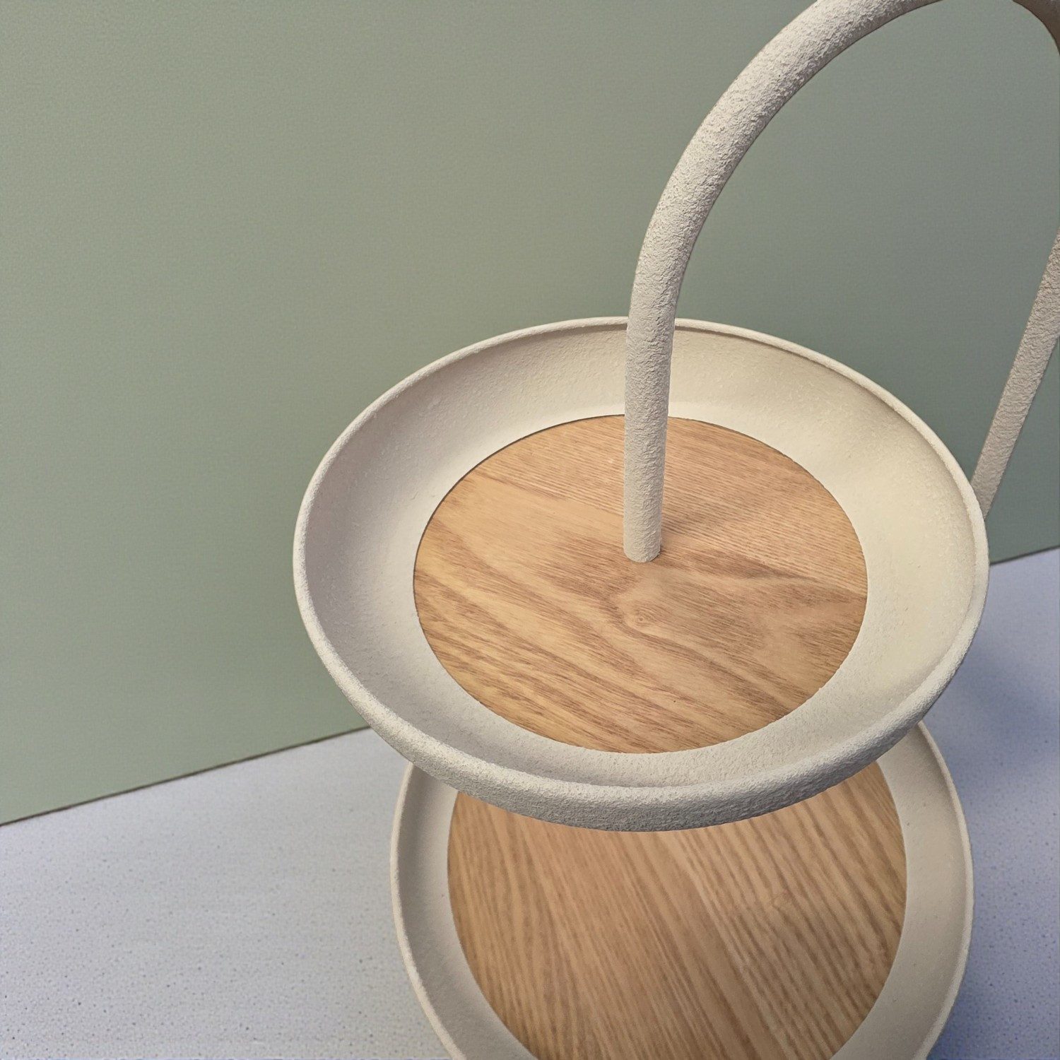 Macosa Home Dekoetagere Holz Metall Creme 40 cm Mangoholz Etagere (1 St., Tischdekoration Aufbewahrung Dekoschale), Modern Servierständer Holzetagere