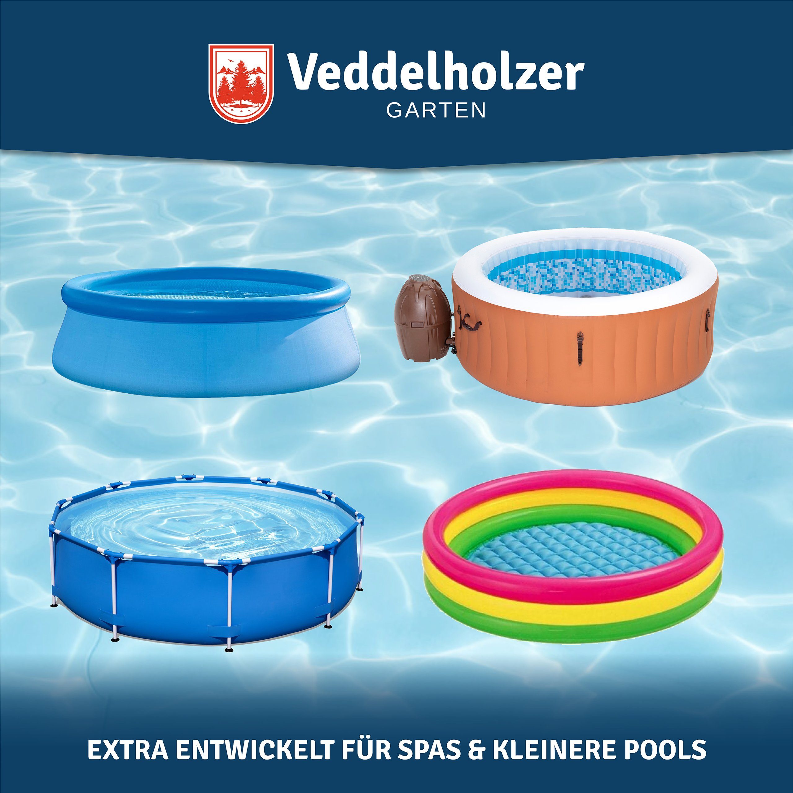 Veddelholzer Chlortabletten 180 Chlor Mini Tabs Pool Zubehör Whirlpool Wasserpflege Desinfektion, (für Pool, Aufstellpool, Planschbecken, Gartenpool, Kinderpools & Whirlpool, Poolreinigung & Desinfektion), 488g
