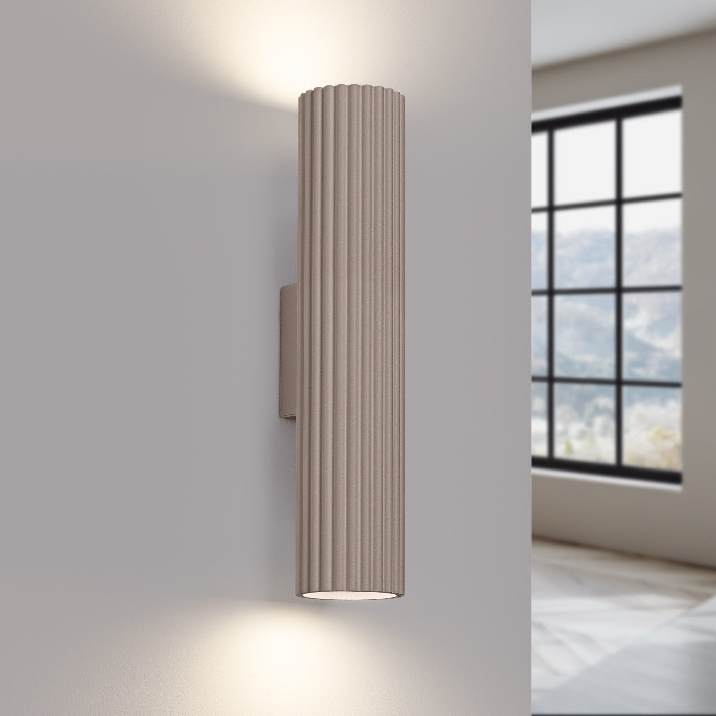 SOLLUX lighting Wandleuchte Wandleuchte Karbon 30 Taupe, Nicht enthalten