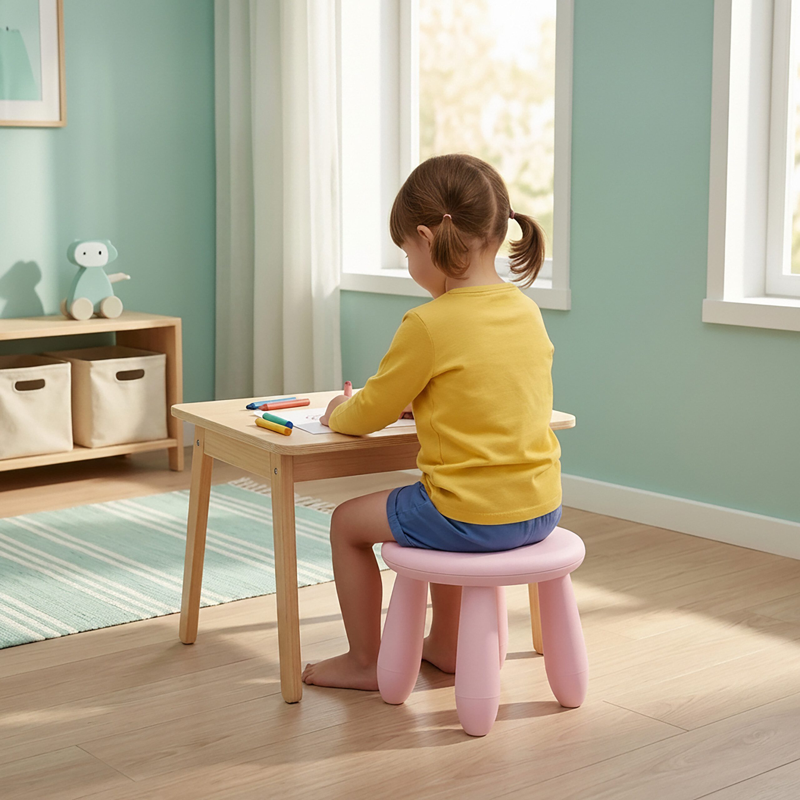 relaxdays Kinderhocker Sitzhocker für Kleinkinder, Pink