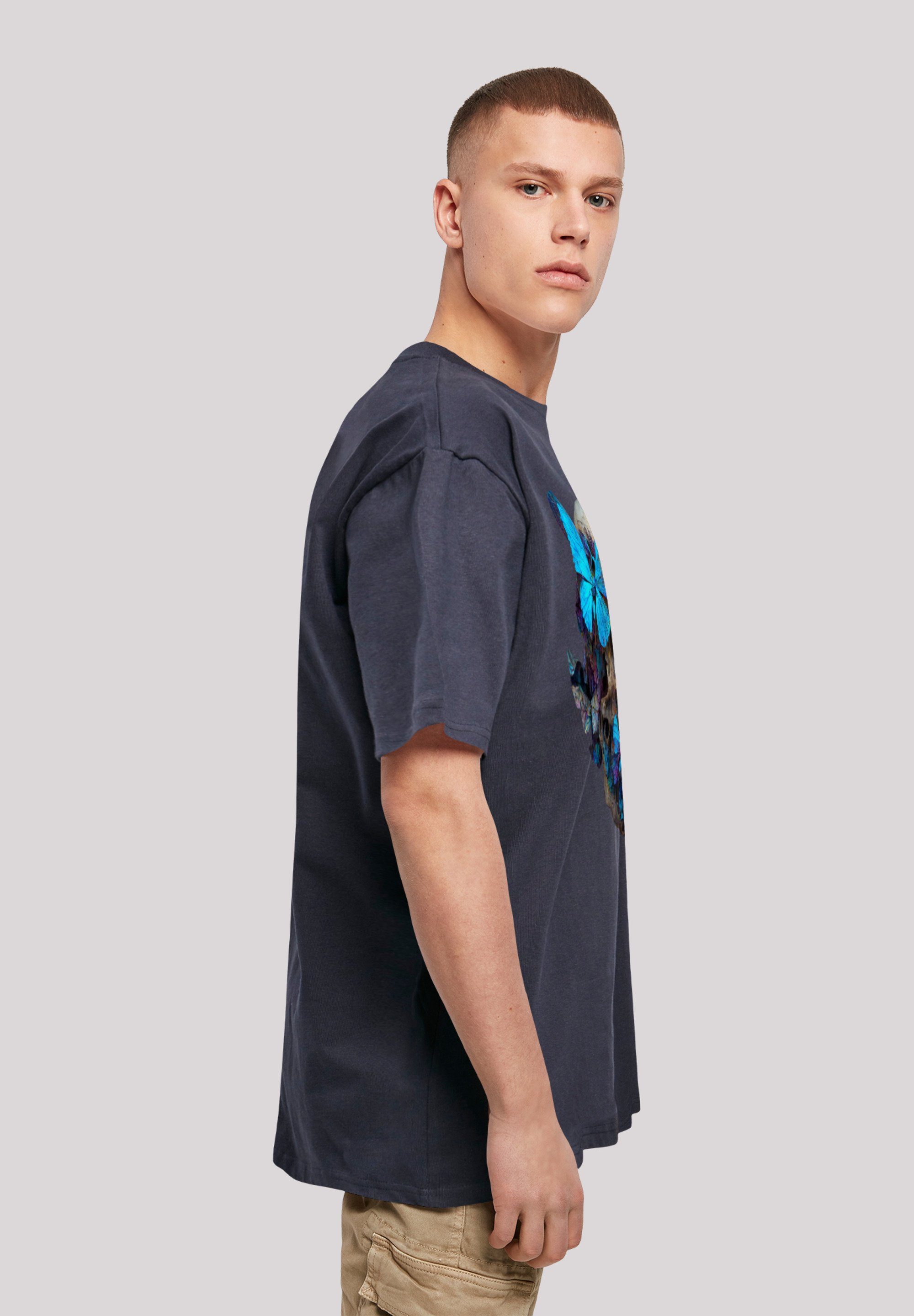 Skull navy Print TEE OVERSIZE F4NT4STIC Schmetterling T-Shirt