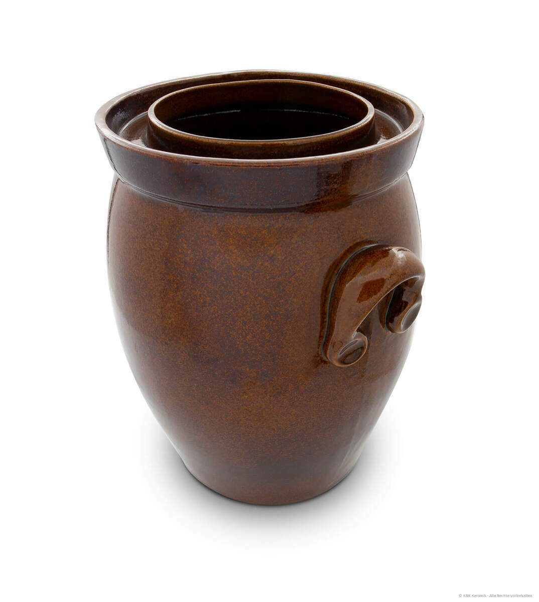 KERAZO Fermentationsglas KERAZO 16L Gärtopf Sauerkrauttopf Gurkentopf Rumtopf inkl Deckel+Stein, Keramik, Mit Wasserrinne, robuste Keramik, lebensmittelecht, für Sauerkraut