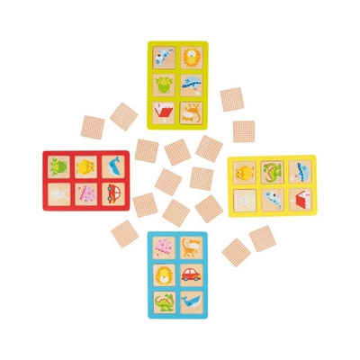 goki Spiel, Lotto und Memo, aus Holz, 28 teilig, Legespiel, Kindermotive