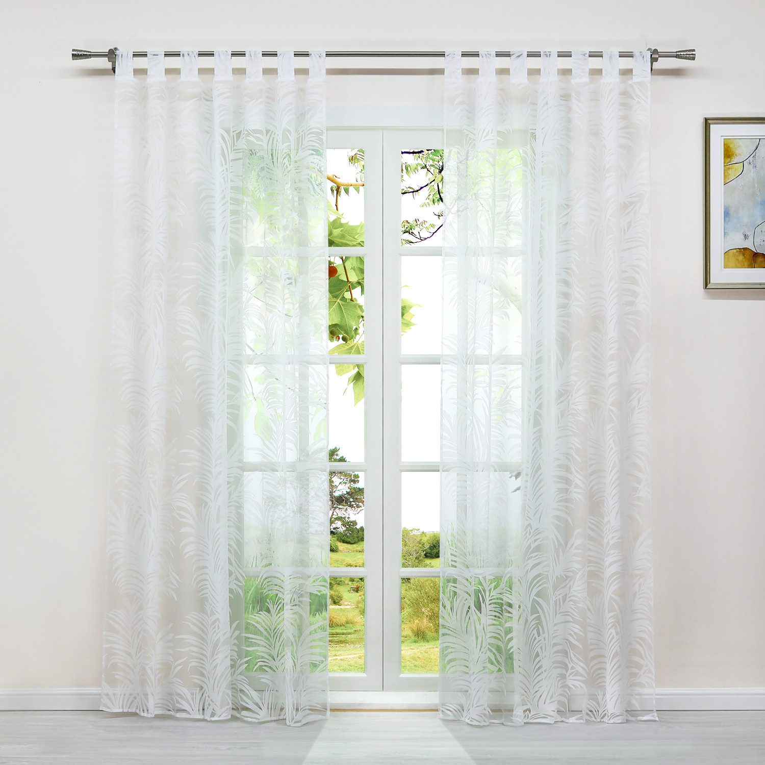 Joyswahl Gardine (1 St), Schlaufen, Voile Ausbrenner mit Blätter Muster günstig online kaufen