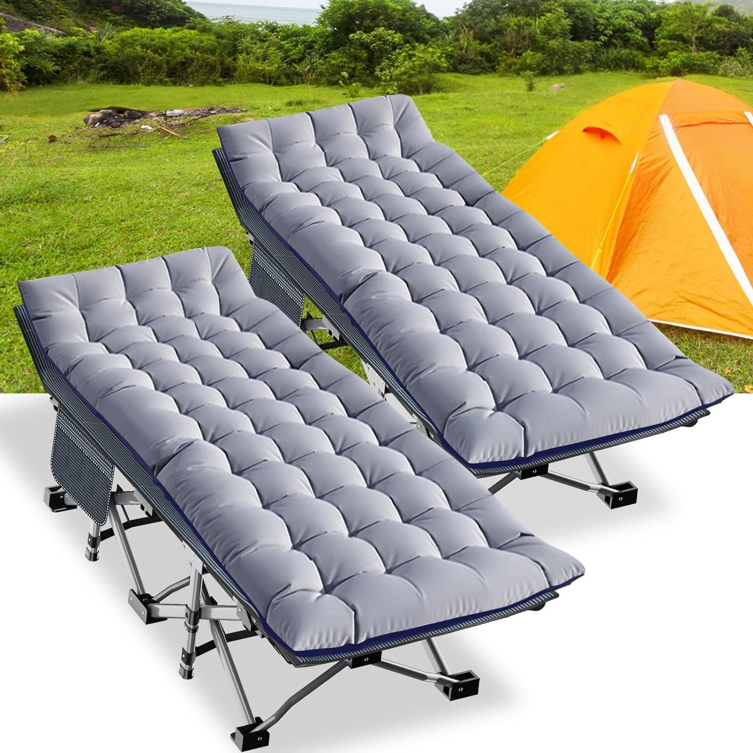 Meulbaty Klappbett 190x71x36cm klappbar Feldbett, Stahlrahmen günstig online kaufen