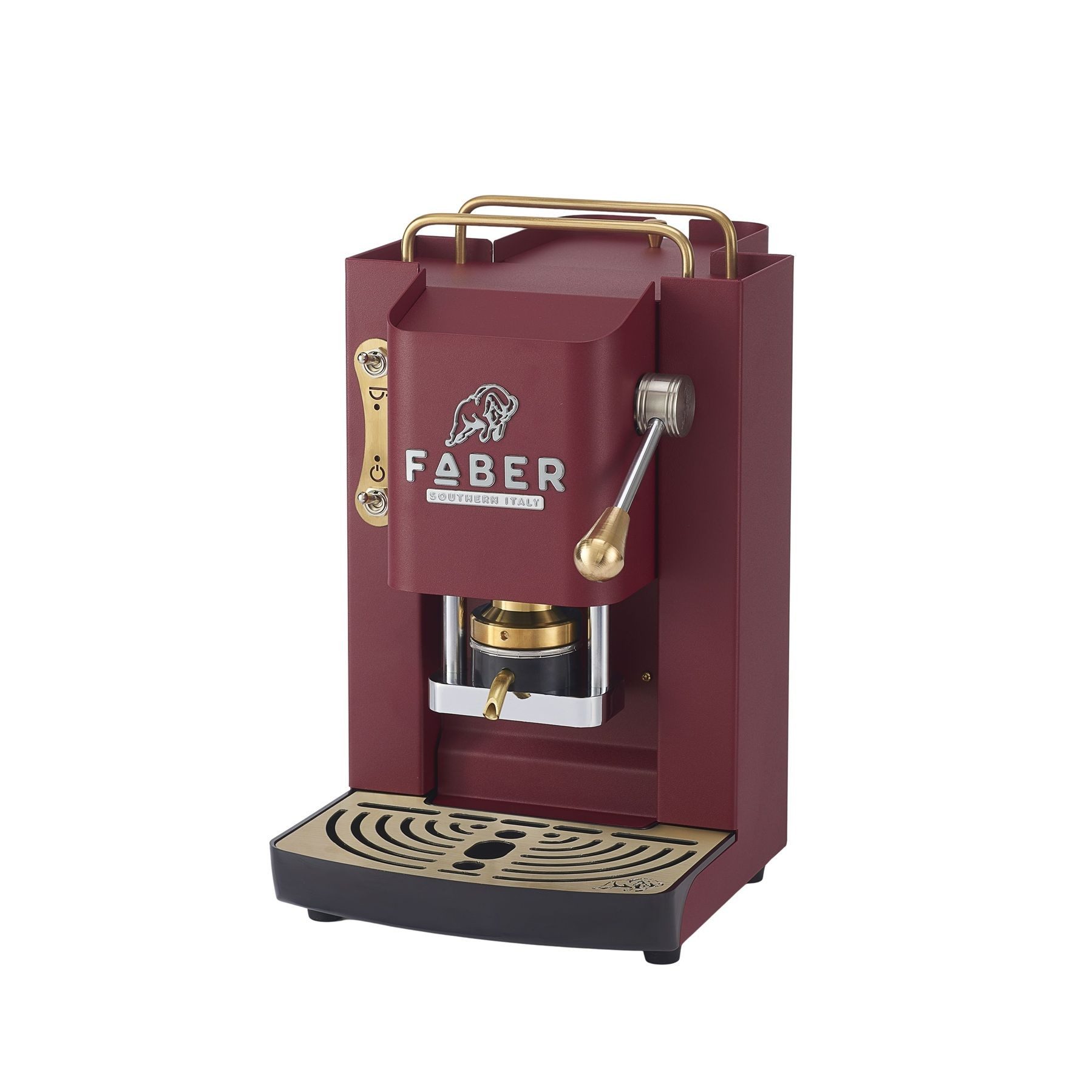 Faber Coffee Machines Kaffeepadmaschine Faber Pro Deluxe 3.0 Messing, ESE Pads, Messing-Details mit hochwertigem 3D-Logo