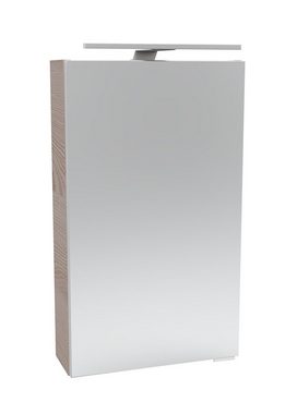 FACKELMANN Spiegelschrank SBC (Spiegelschrank mit LED-Aufsatzleuchte) für das Gästebad, Schalter und Steckdose, Breite 40cm, Anschlag links