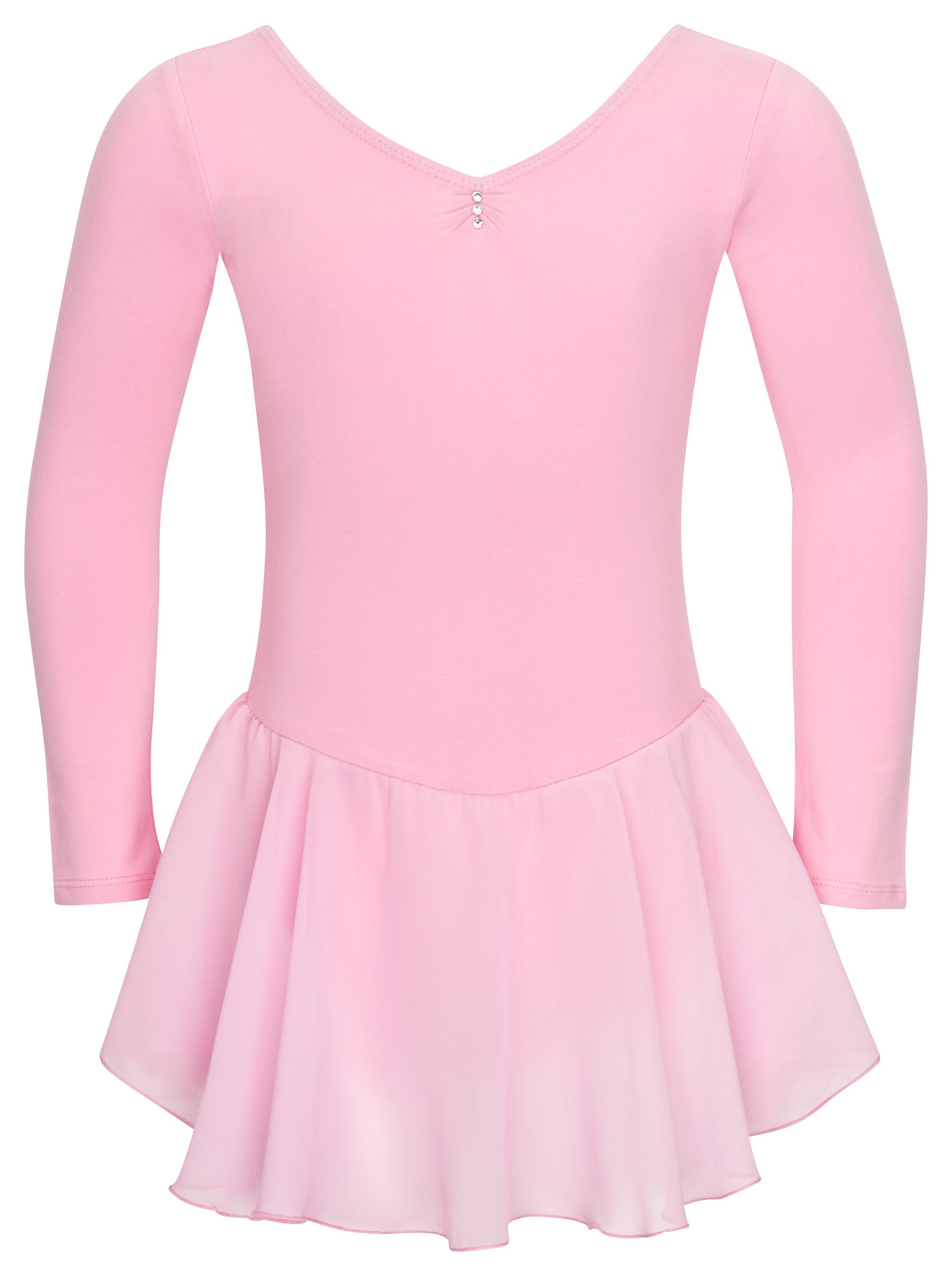tanzmuster Chiffonkleid Ballettkleid Anna mit Glitzersteinen Mädchen Ballettbody mit Chiffon Röckchen – Bild 5 von 5