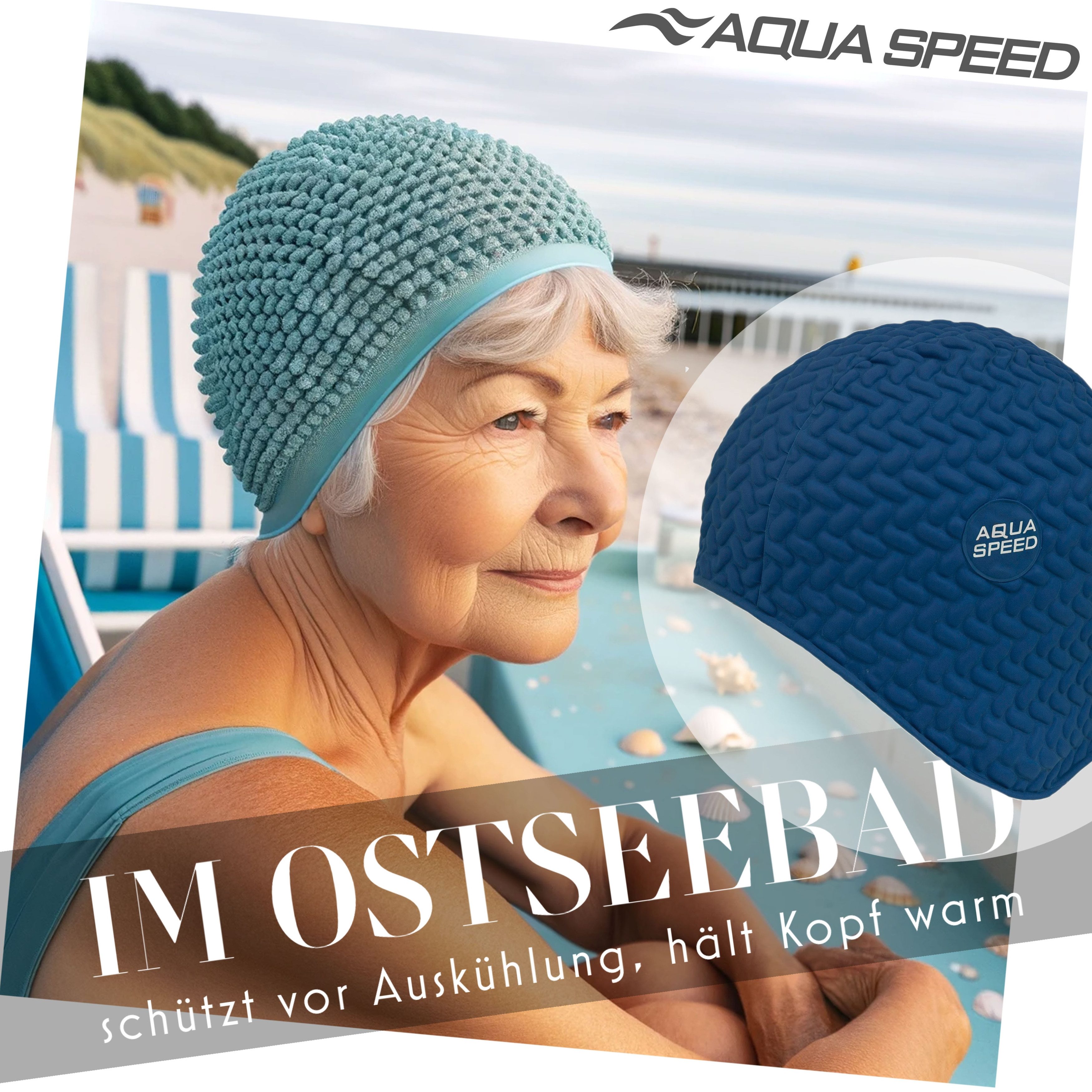 Aqua Speed Badekappe Bombasic / Bombastic TIC TAC (Schwimmkappe für Aqua Fitness), Elastische Aqua Fitness Schwimmhaube
