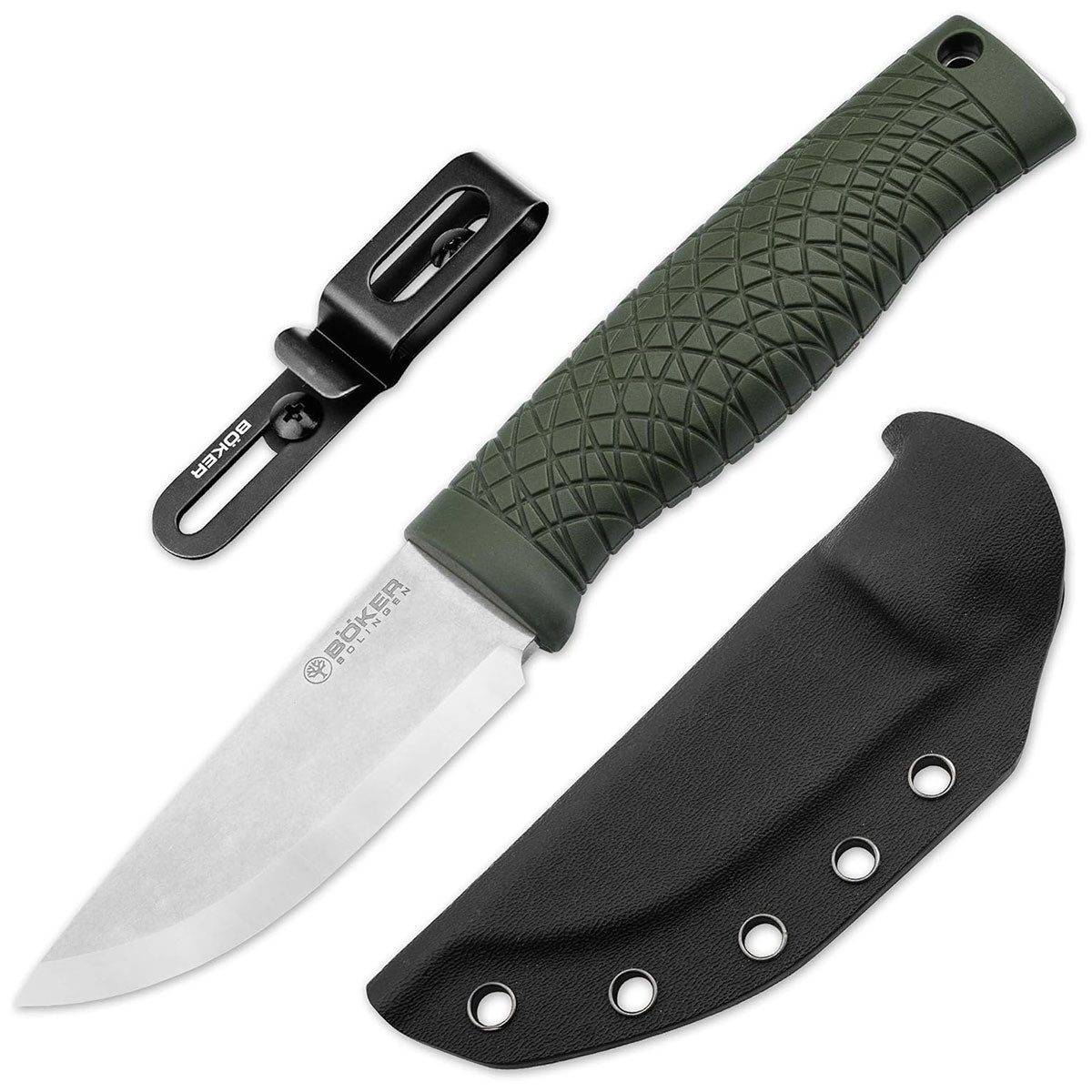 Böker Manufaktur Solingen Taschenmesser Bronco Mini CPM3V Green Scandi - Bushcraftmesser