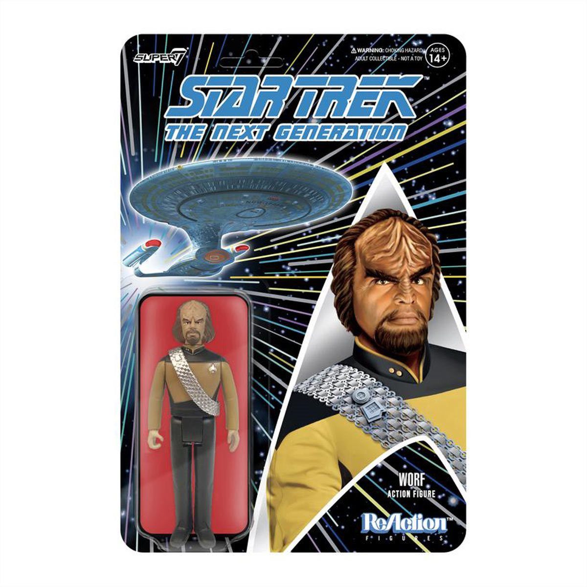 Super7 Actionfigur Star Trek: The Next Generation Worf 3 3/4 Inch ReAction Actionfigur