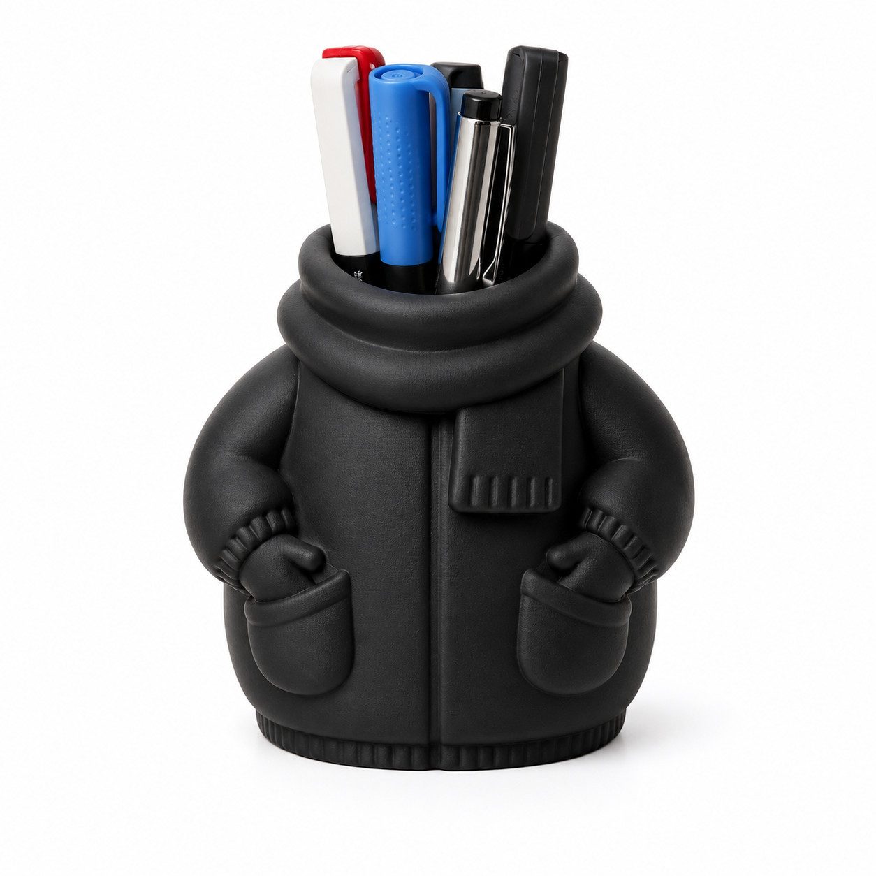 Alpha Electronics Organizer Stiftehalter im Winterjacken-Design Moderner Desk Organizer (Spar-Set, 1 St., für Schreibtisch & Büro), Dekoratives Home Office Accessoire