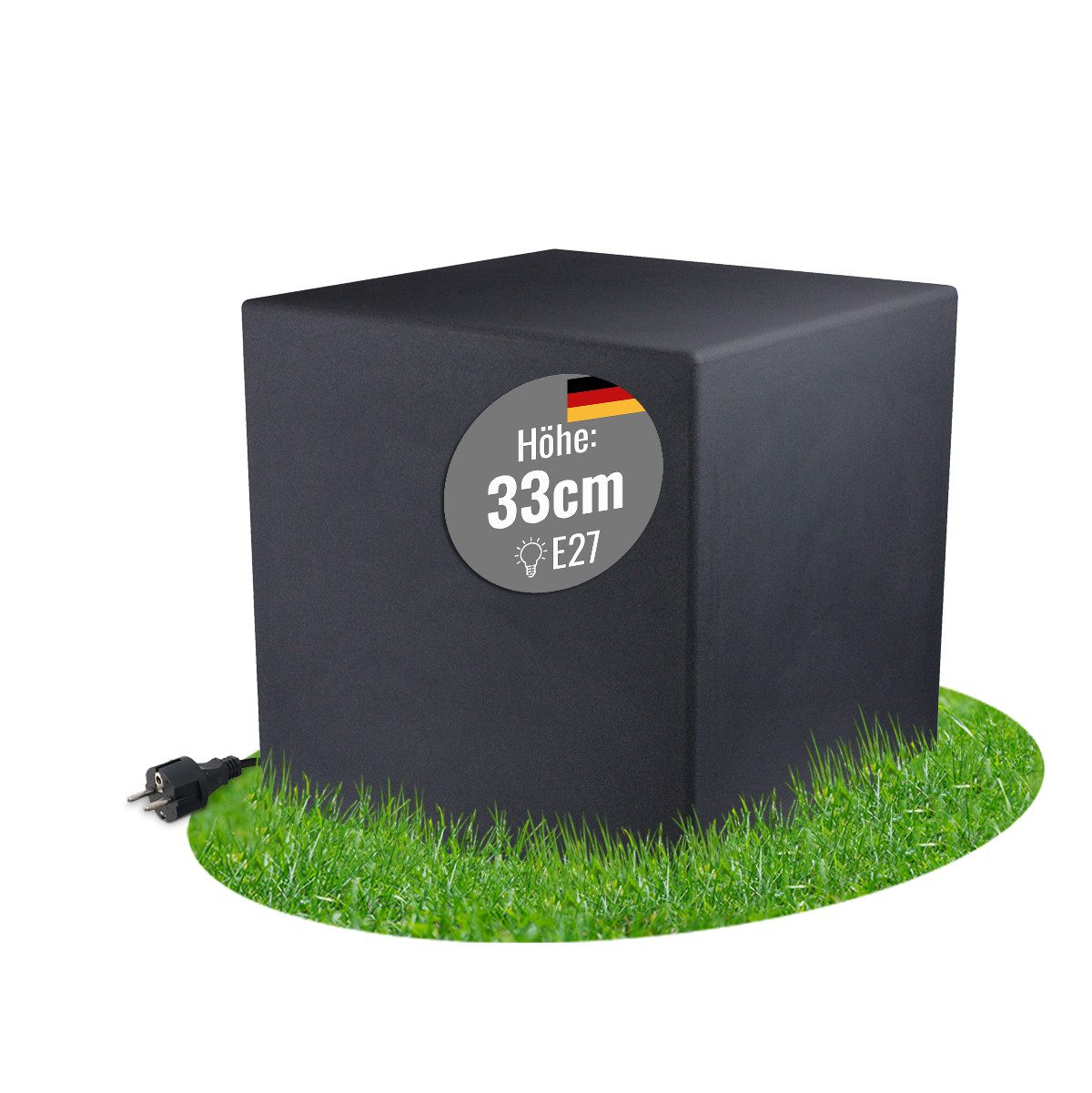 8 seasons design LED Würfel Shining Cube, Würfelleuchte für außen (Garten, Terrasse, Balkon), LED wechselbar, E27-Fassung, warmweißes Licht, 33cm, Dekolampe, Beistelltisch - Indoor & Outdoor