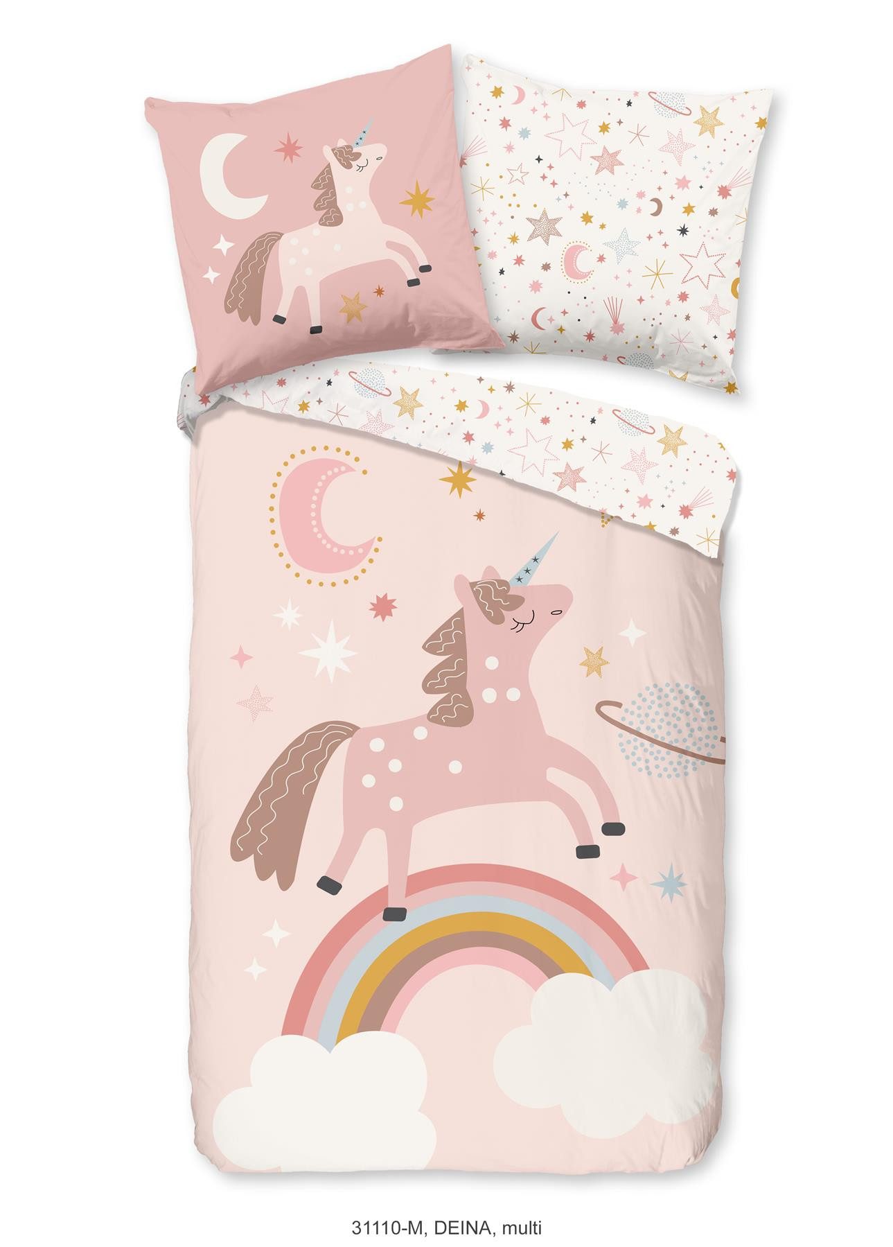 Pure Bettwäsche einhorn bettwäsche 135x200 sale mit reißverschluss, Microfaser, 2 teilig, bettwäsche 135x200 microfaser sale warm weihnachten 135x200 bettbezug