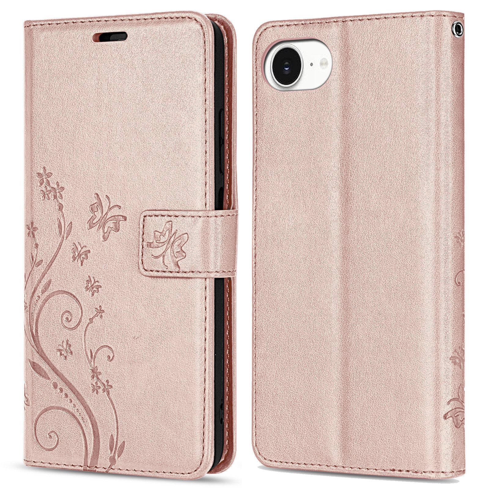 betterfon Handyhülle für iPhone 17E / 16E - Klapphülle mit 3 Kartenfächern Blumen, Bookstyle-Hülle: Magnetverschluss 3 Kartenfächer & Standfunktion – Bild 5 von 5