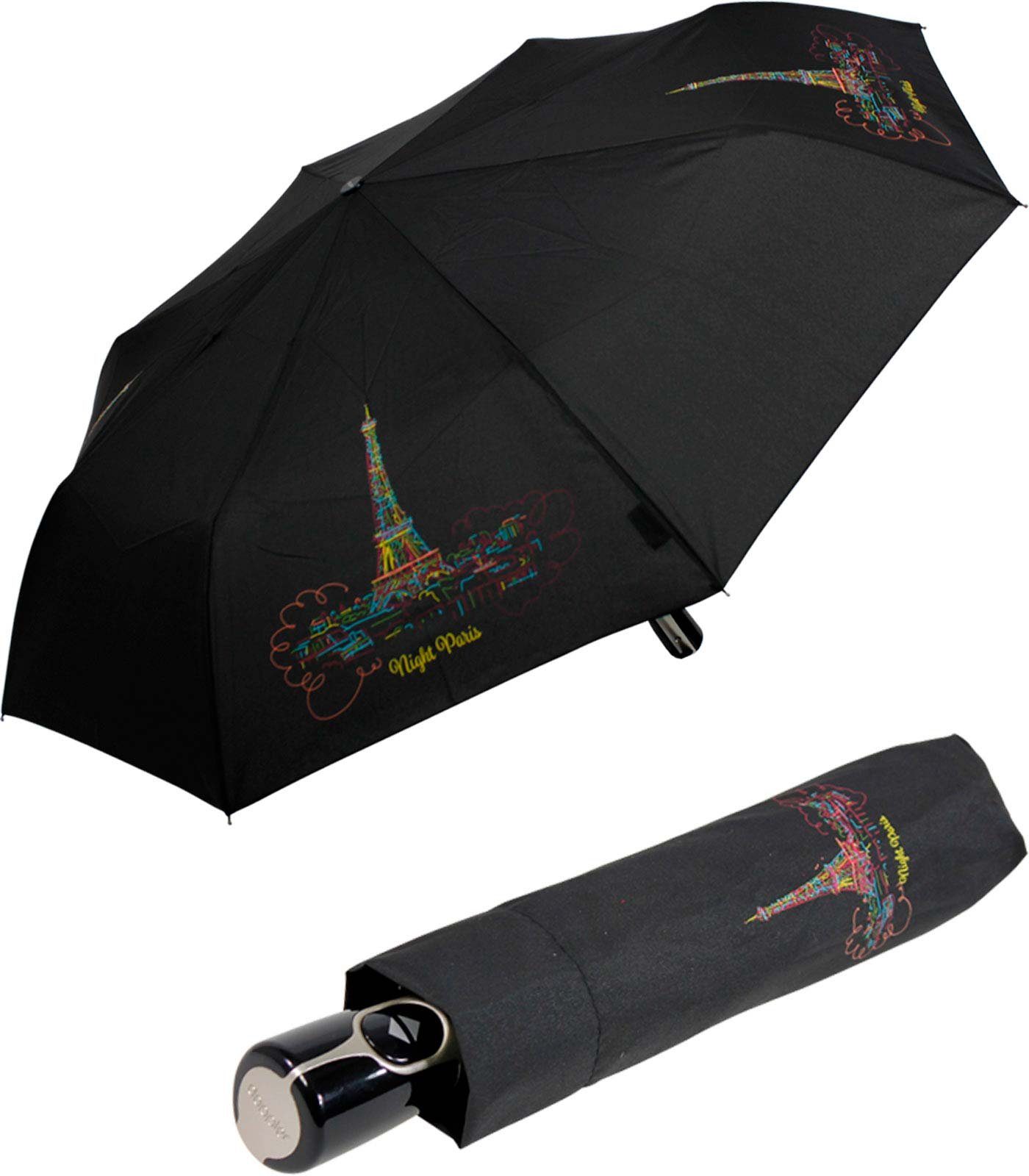 doppler® Taschenregenschirm Damen Auf-Zu-Automatik Magic Fiber - Night Paris, elegant, stabil und praktisch