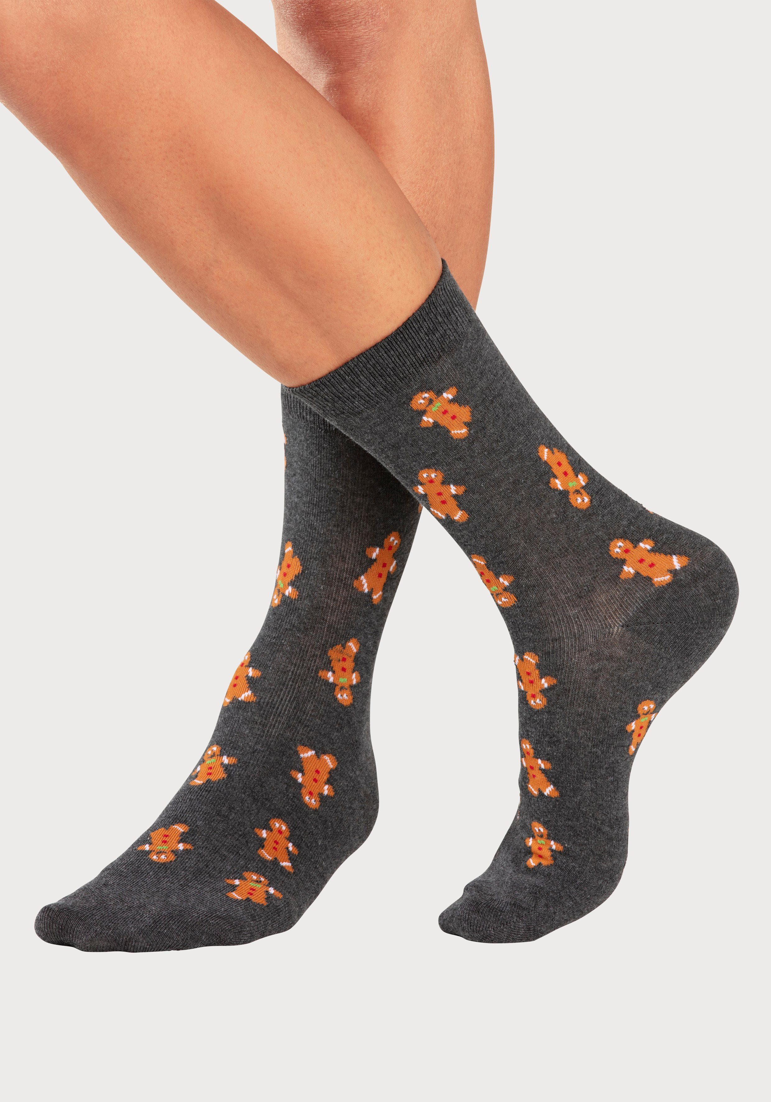 John Devin Socken Herrensocken Weihnachten (Packung, 3-Paar, Gr. 39-42 bis 43-46) mit unterschiedlichen Weihnachtsmotiven – Bild 5 von 5