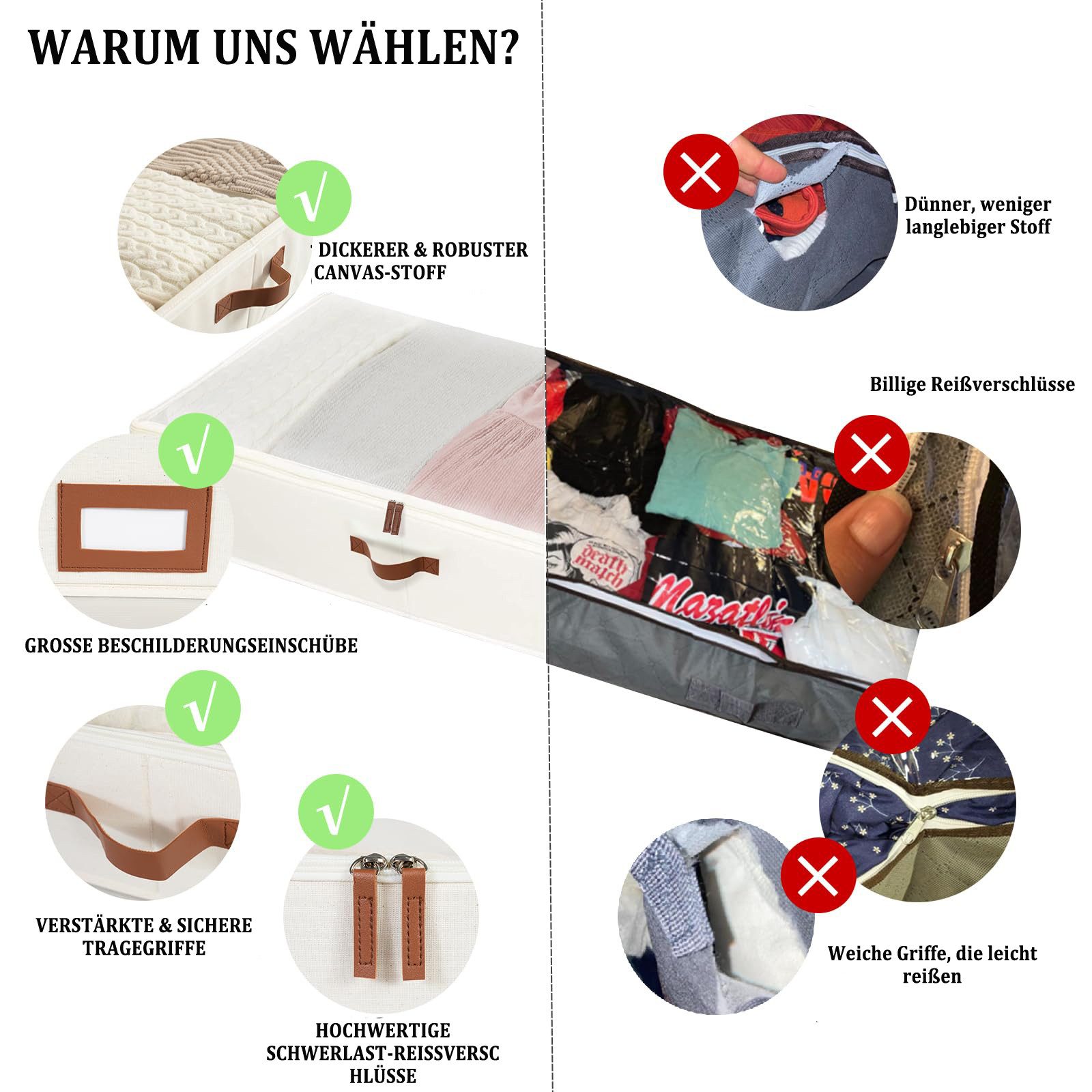 Minicloss Aufbewahrungsbox Faltbare Aufbewahrungsbox, 90-Liter-Unterbett-Aufbewahrungstasche (2 St), Kleideraufbewahrungstasche, große Haushalts-Aufbewahrungsbo – Bild 5 von 5