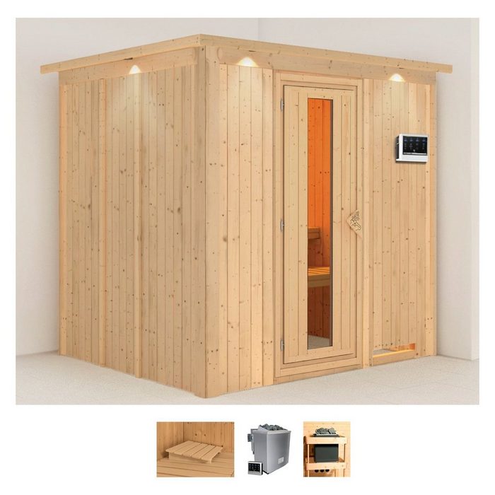 Karibu Sauna Solida BxTxH: 210 x 184 x 202 cm 68 mm (Set) 4 5-kW-Bio-Ofen mit externer Steuerung