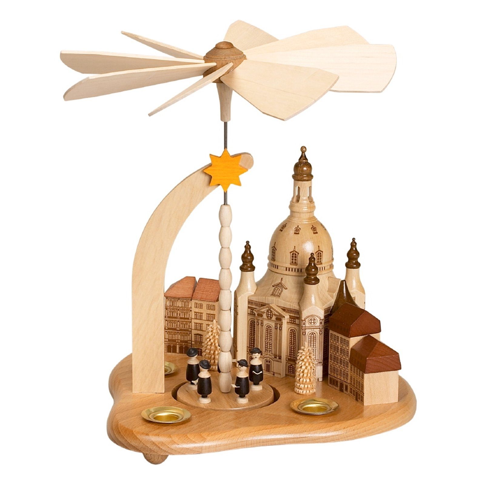 Zeidler Holzkunst Weihnachtspyramide Tischpyramide Dresdner Frauenkirche, Holzpyramide Weihnachtspyramide