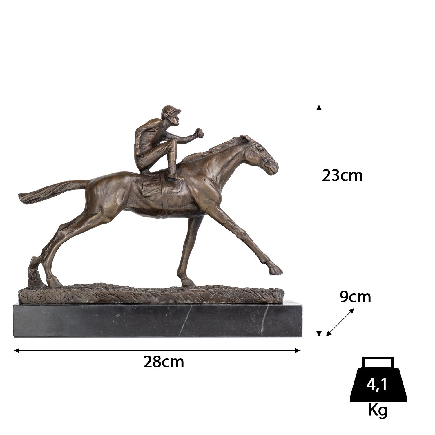 Bronzefigur Jockey Schreibtisch Bronzefigur Figuren und Regal für Pferd, Skulptur Dekofigur Moritz Vitrine Deko