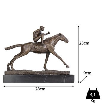 Moritz Dekofigur Bronzefigur Jockey und Pferd, Bronzefigur Figuren Skulptur für Regal Vitrine Schreibtisch Deko