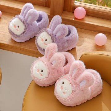 Rouemi Kinder Plüsch Hausschuhe, Cartoon Kaninchen warme Baumwolle Hausschuhe Plüsch Hausschuhe