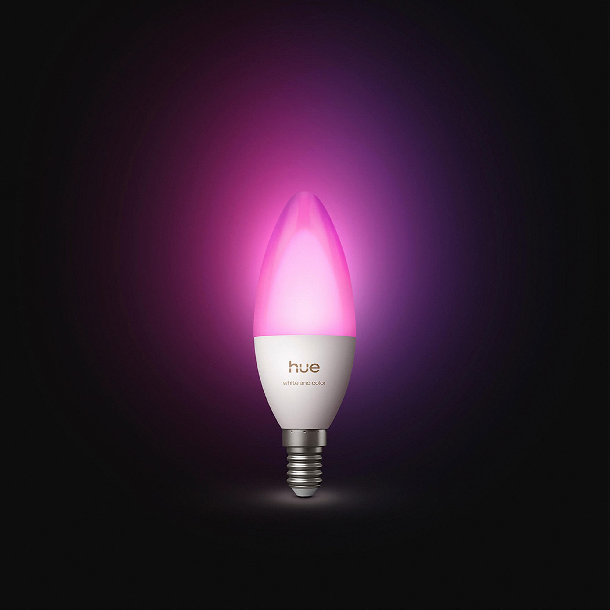 Philips Hue LED-Leuchtmittel Smarte Kerzenlampe, E14, 500 lm, White & Color Ambiance, 1er‑Pack, E14, 1 St., Farbwechsler, 1000–20000K, auf 0,2% dimmbar, App‑ & Sprachsteuerung