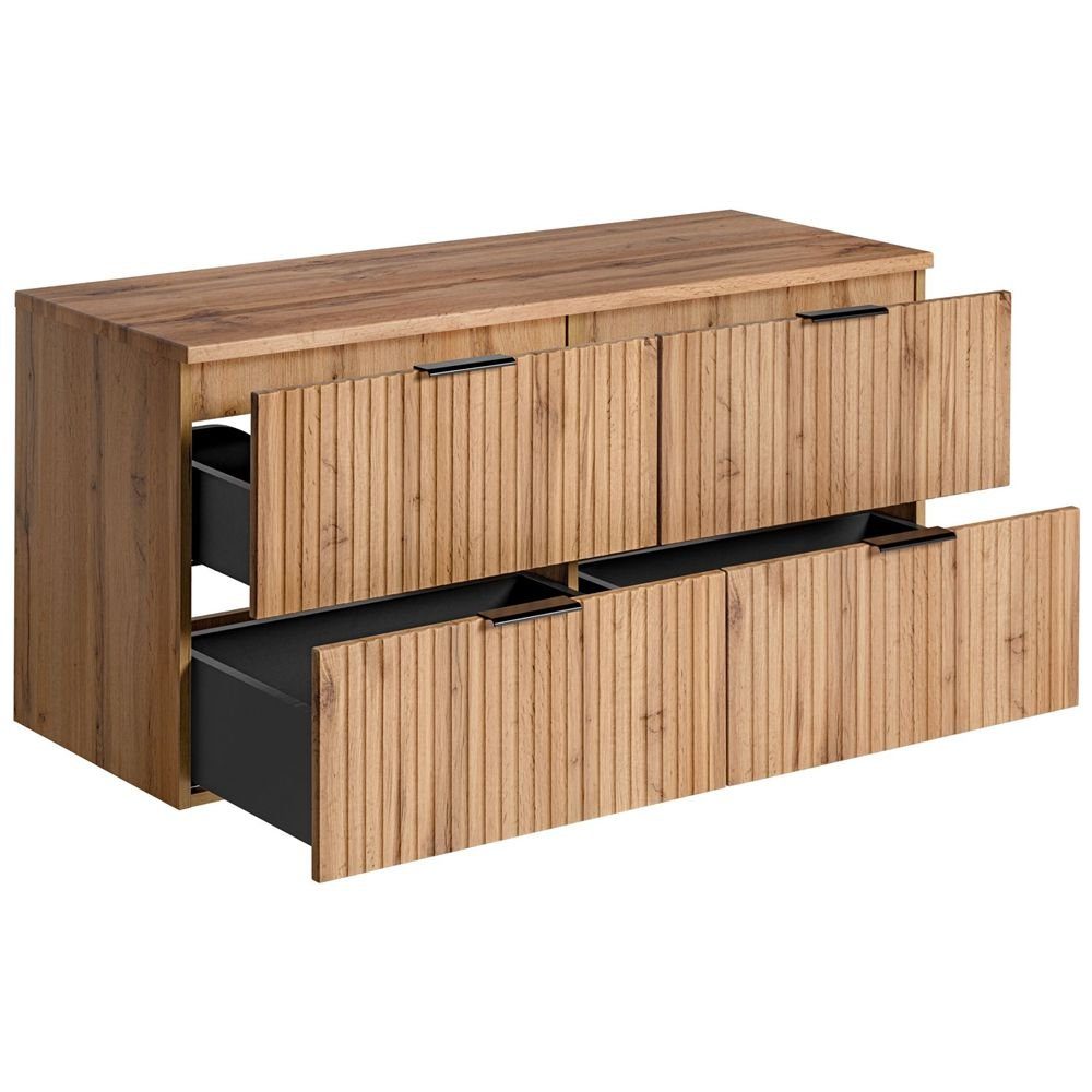 Lomadox Waschbeckenschrank ADELAIDE-56 Wotaneiche mit gerillter günstig online kaufen
