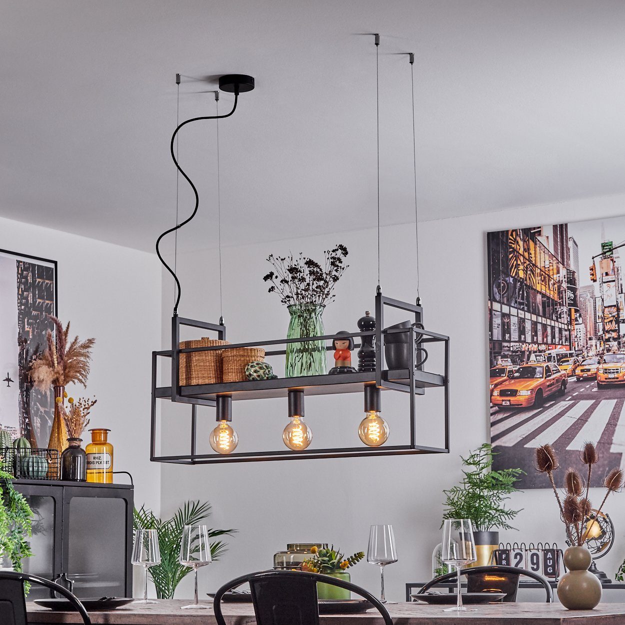 hofstein Pendelleuchte »Valfabbrica« moderne Hängelampe aus Metall in Schwa günstig online kaufen