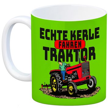 speecheese Tasse Echte Kerle fahren Traktor Kaffeebecher in grün