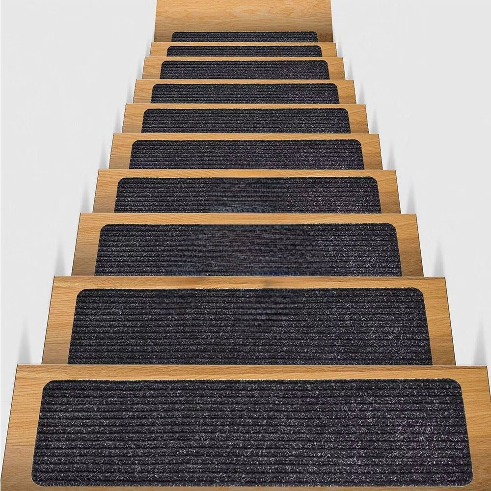Stufenmatte Stufenmatten Stufenschutz Doppelstreifen weiß schwarz FELIXLEO 10er, 76*20 cm