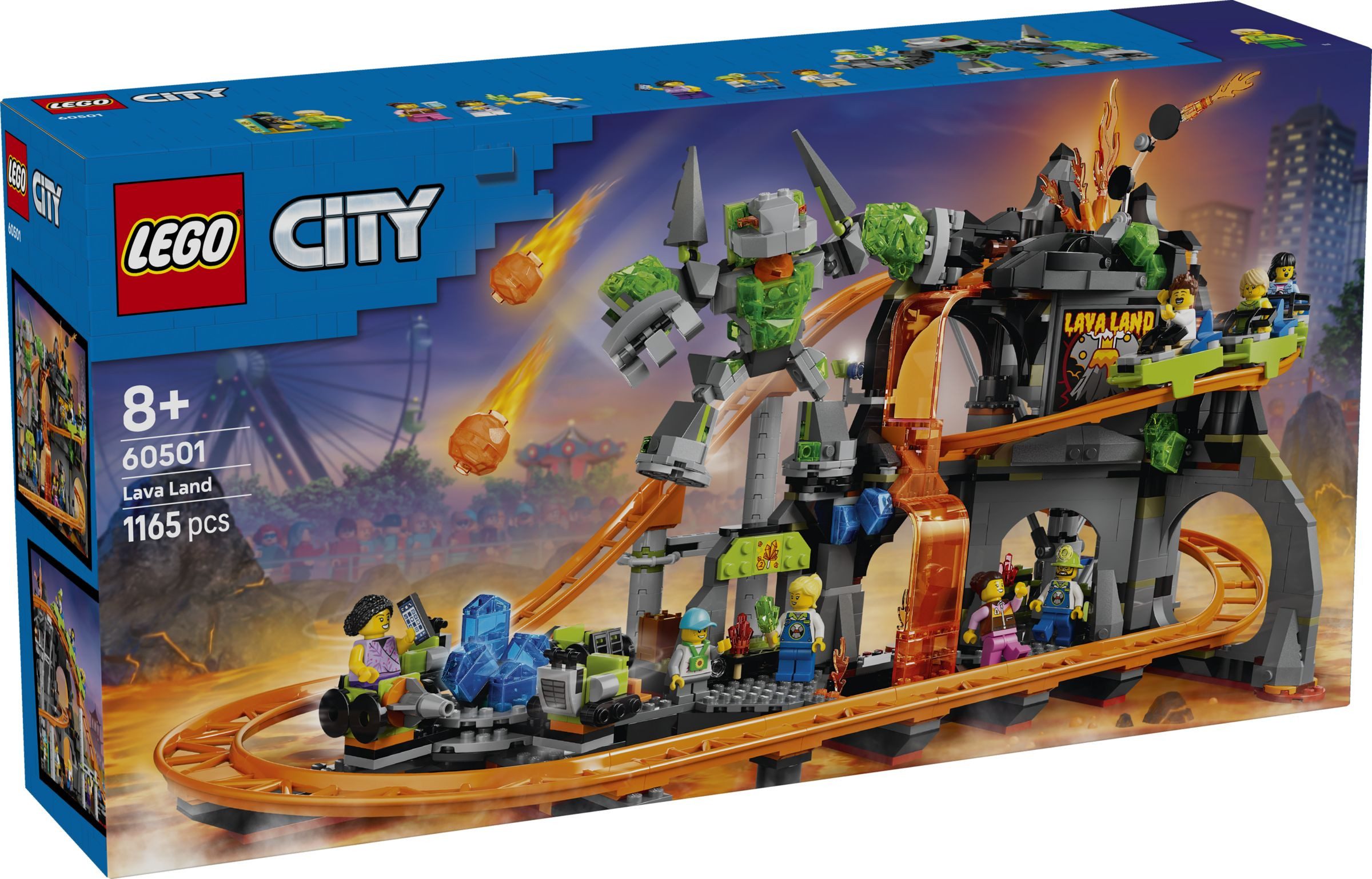 LEGO® City 60501 Lava Land-Achterbahnpark Konstruktionsspielsteine, (Set, 1165 Teile)