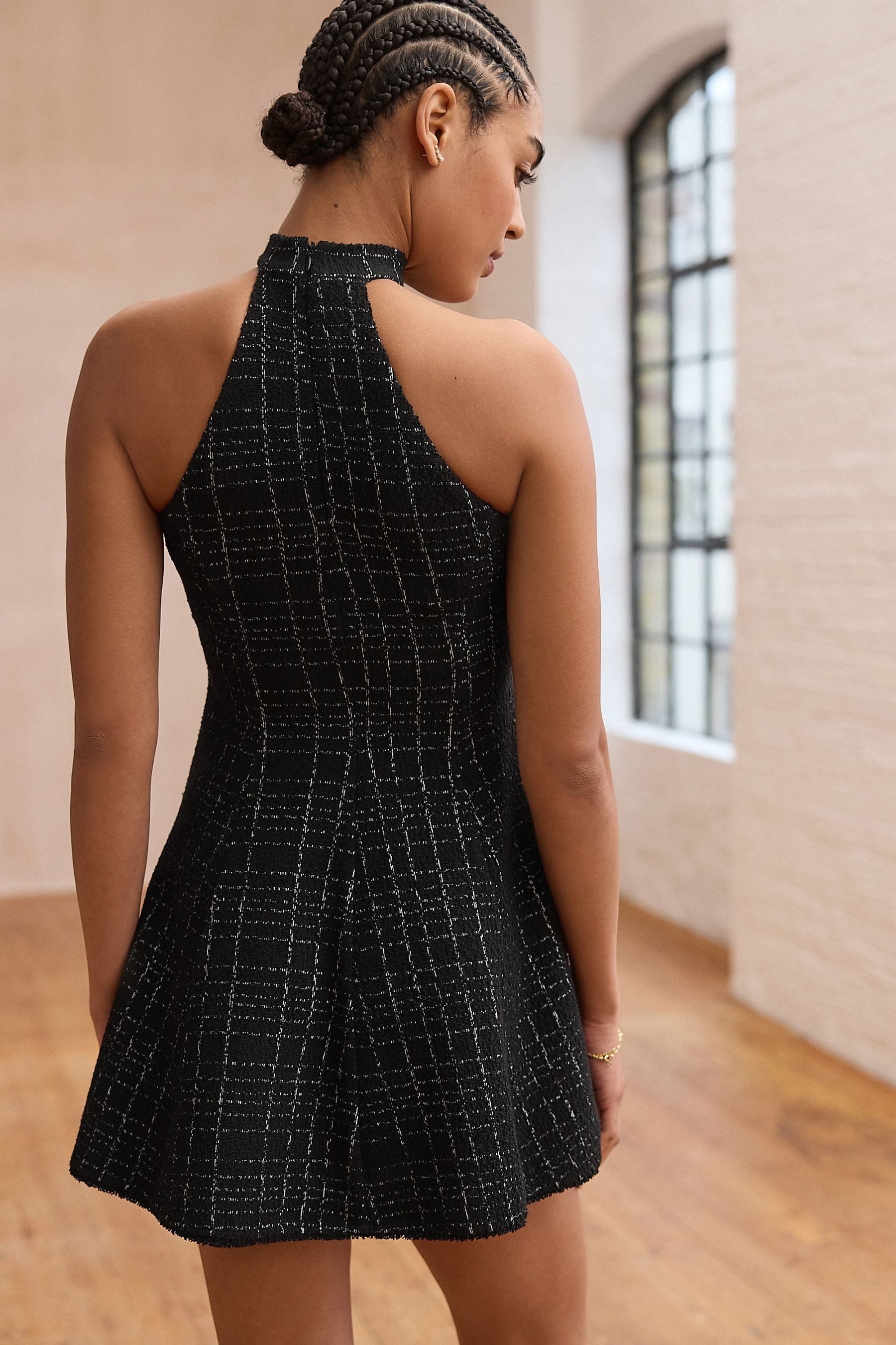 Next Neckholderkleid Neckholder-Minikleid aus Boucle-Struktur (1-tlg) günstig online kaufen