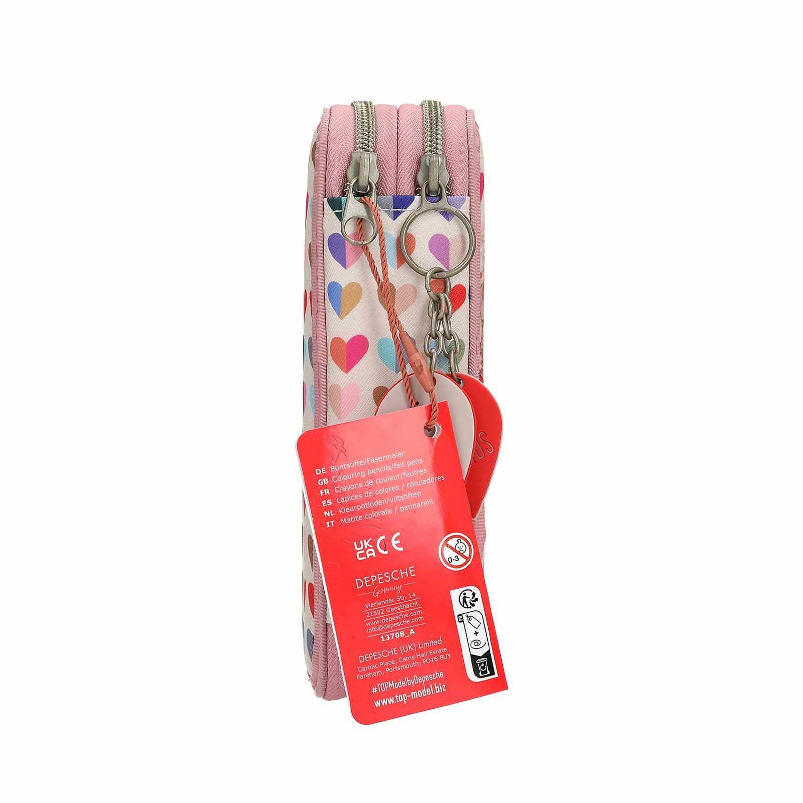 Depesche Federmäppchen TOPModel 2-Fach Federtasche HEART TO HEART, (1-tlg)