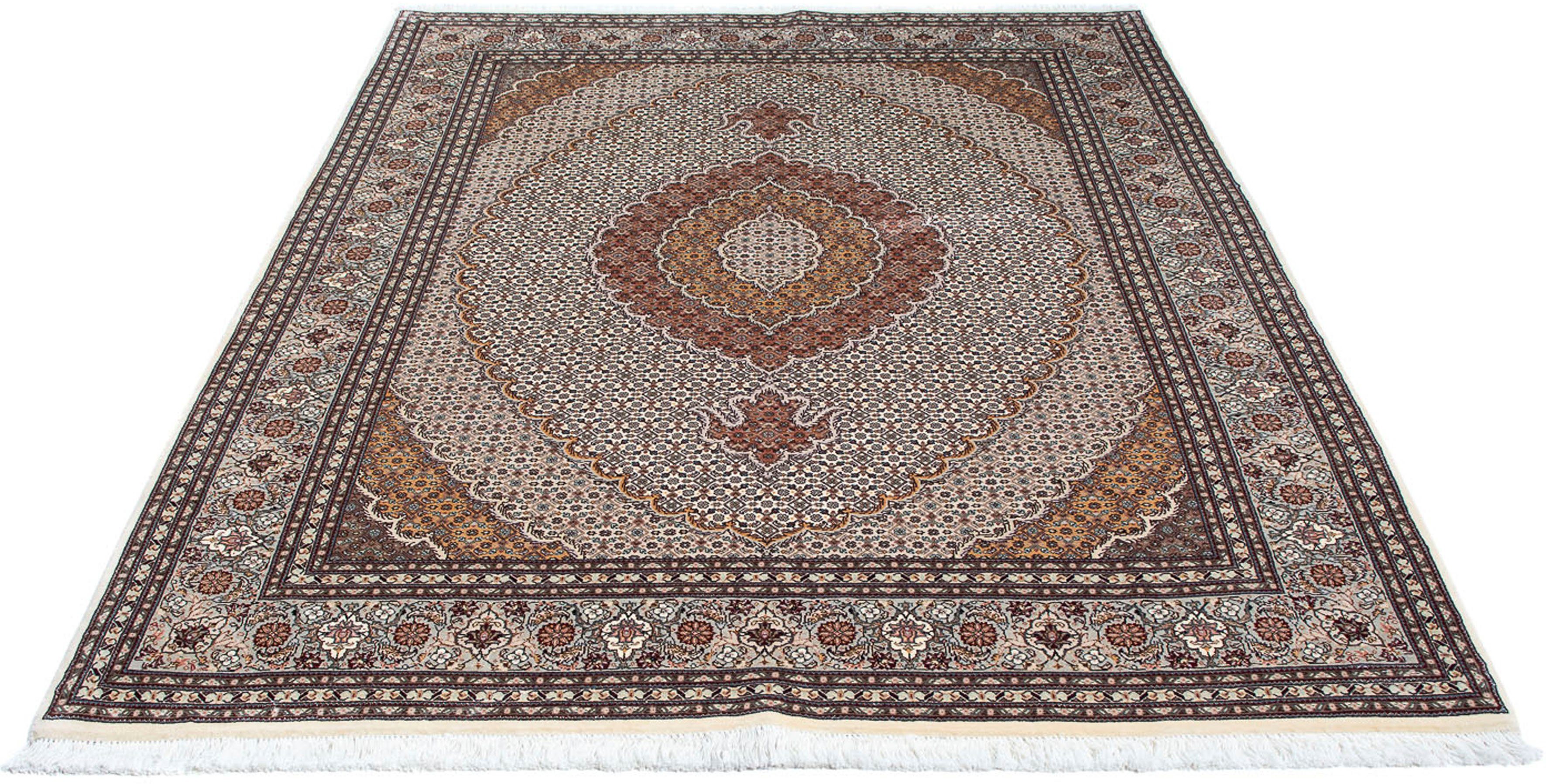 Orientteppich Perser - Täbriz - 202 x 151 cm - beige, morgenland, rechteckig, Höhe: 10 mm, Wohnzimmer, Handgeknüpft, Einzelstück mit Zertifikat | Kurzflor-Teppiche
