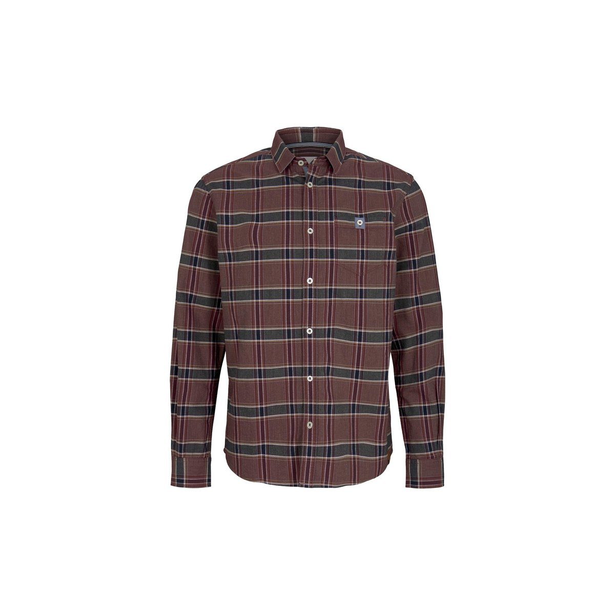 fil check (1-tlg) navy fil TOM regular a kombi T-Shirt TAILOR burgundy