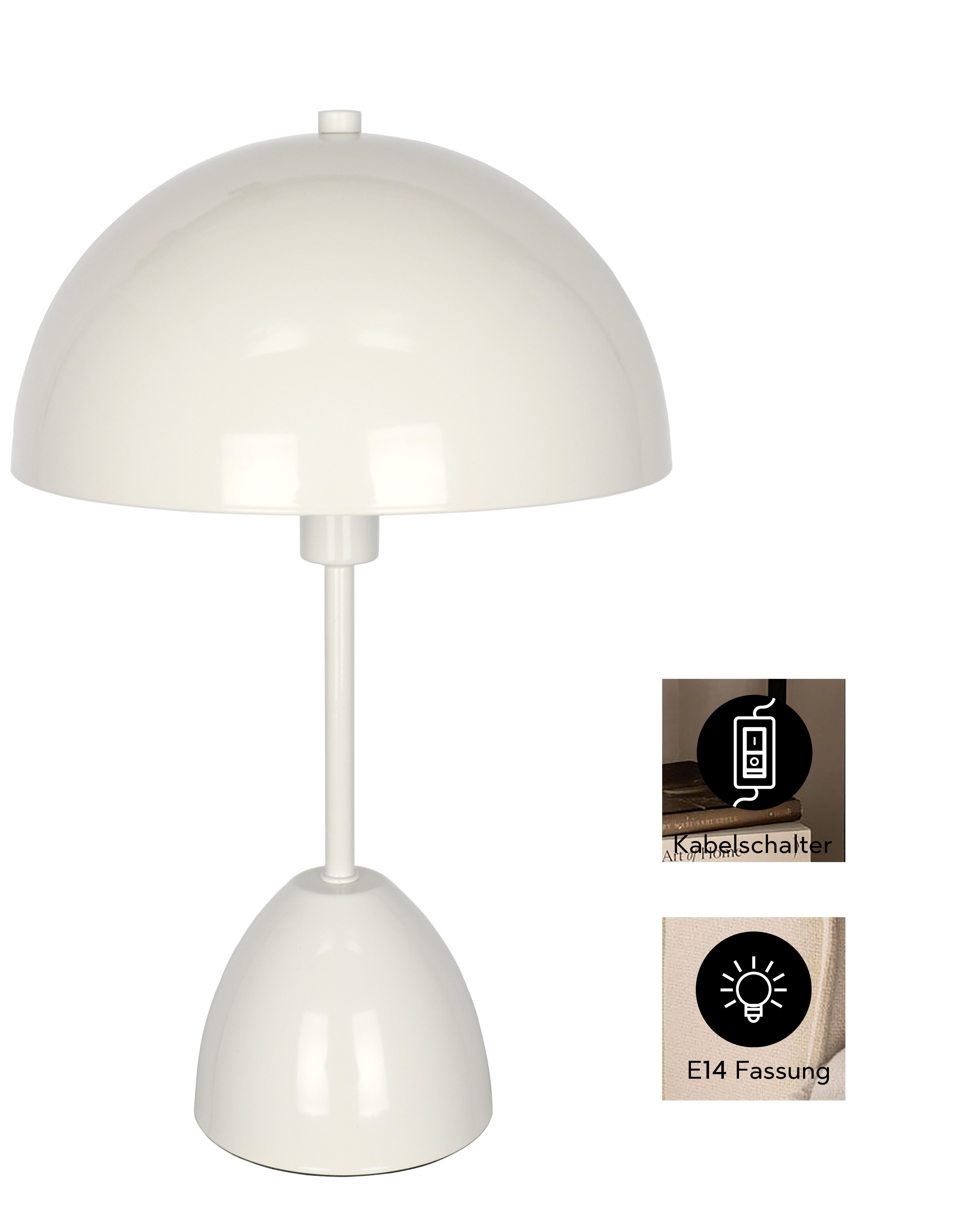 OTTO home Tischleuchte Dorrio Pilzlampe, ohne Leuchtmittel, Leuchtmittel wechselbar, Textilkabel blendfreie Nachttischleuchte, Tischlampe, E14, Pilz, Lampe – Bild 5 von 5