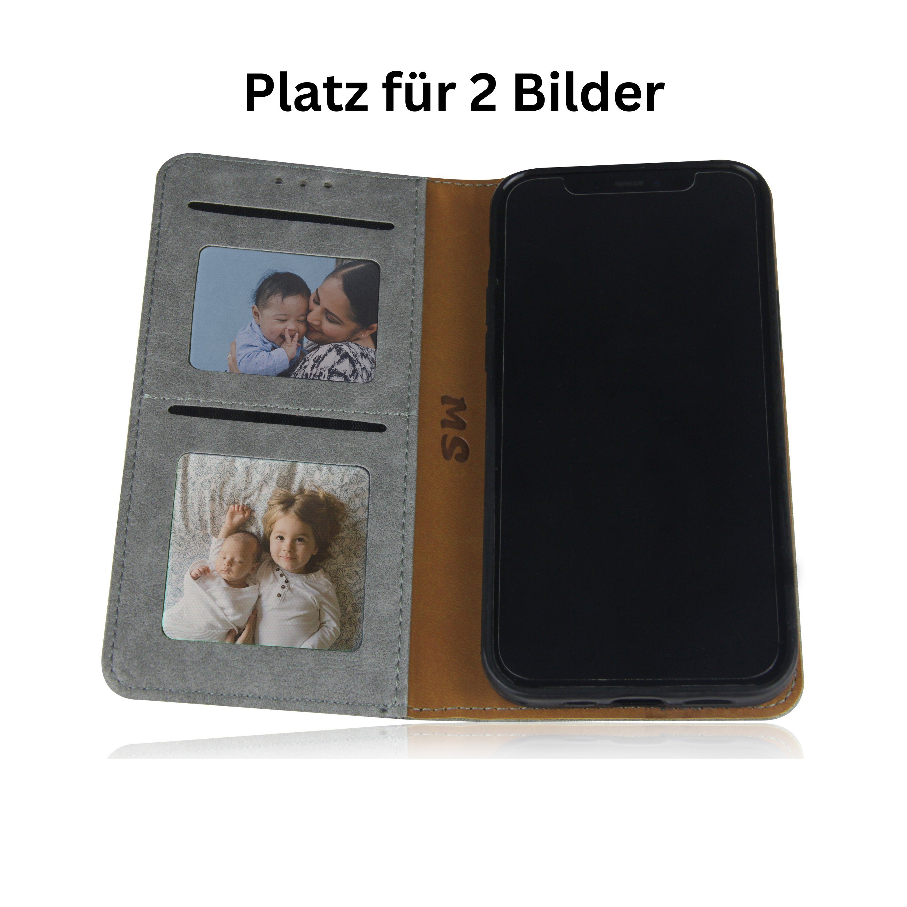 Frentree Handyhülle aus echtem Leder für iPhone 12, 13, 14, Magnetverschluss mit 4 Kartenfächern & 2 Sichtfenstern, Handy-Ständer – Bild 5 von 5