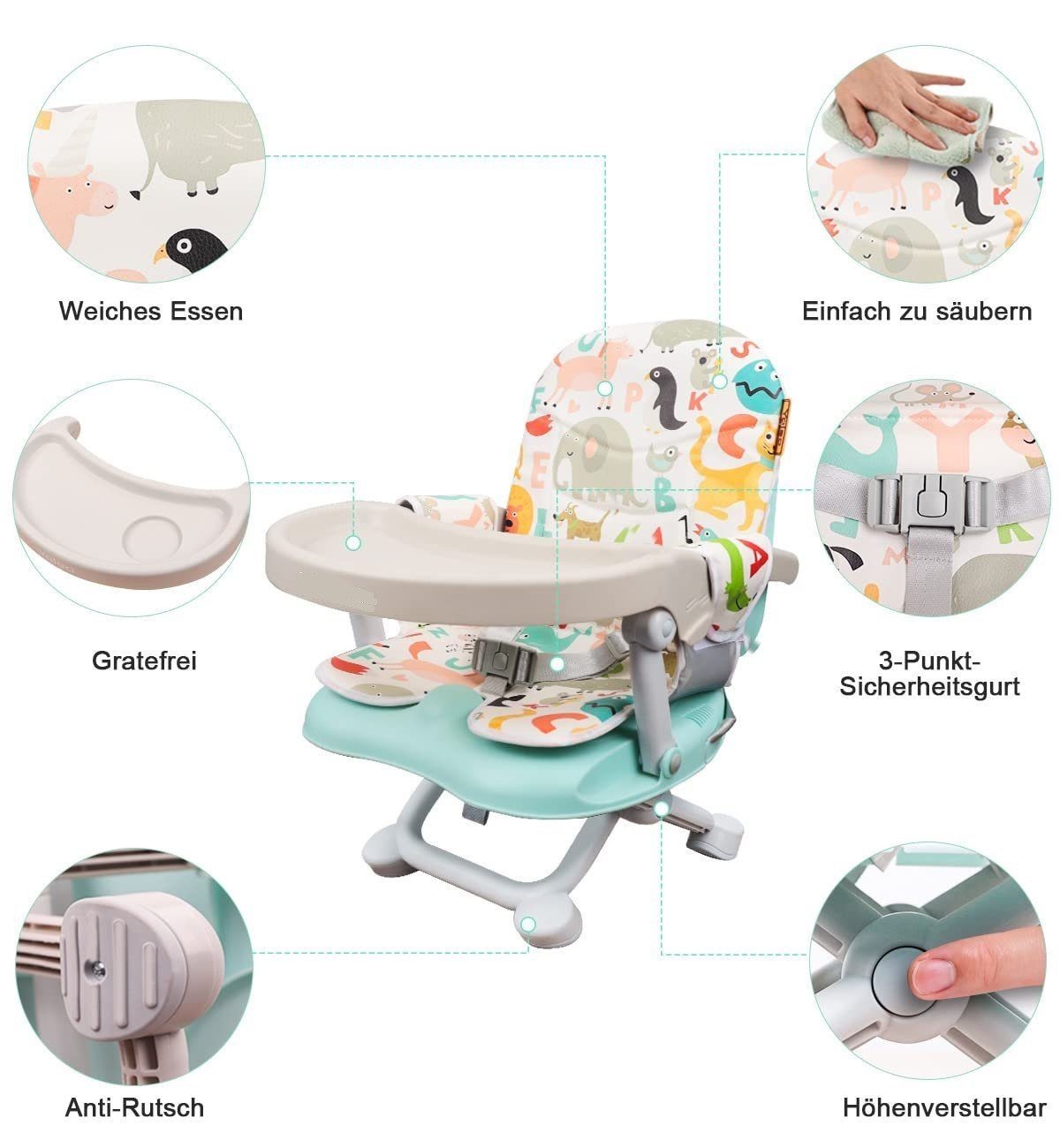 Ezebaby Reisehochstuhl Sitzerhöhung Tragbar Booster kinderstiz für Kinder – Bild 5 von 5