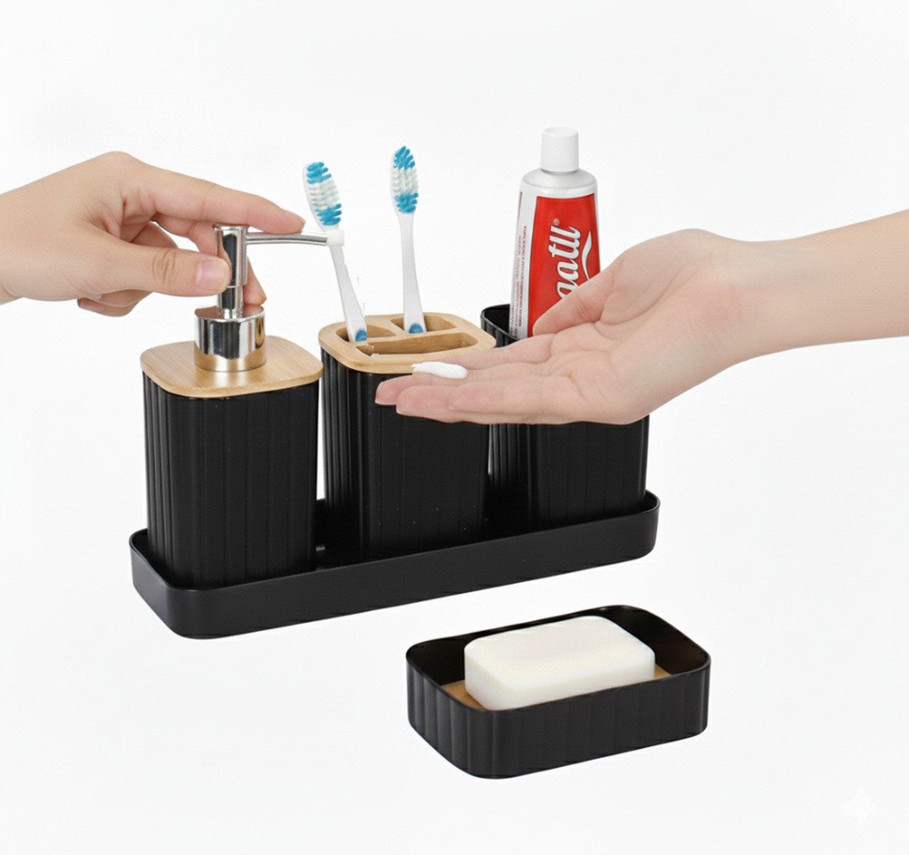 Cheffinger Badaccessoire-Set Badezimmer-Set 5-tlg – Modernes Zubehör für Bad & Gäste-WC, 5 tlg.