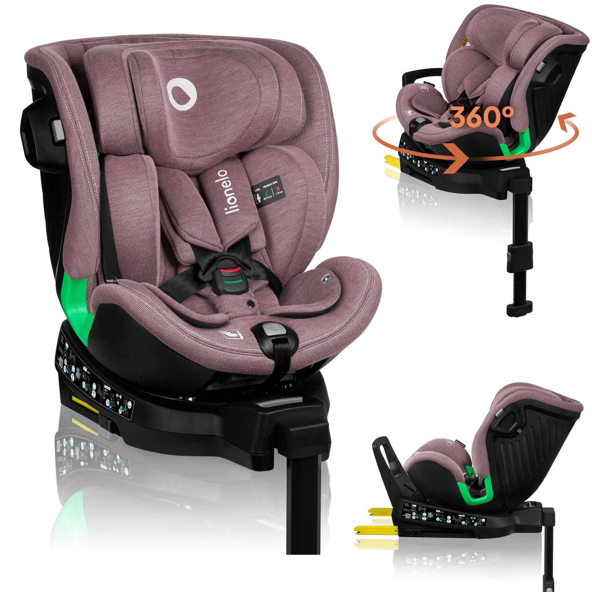 lionelo Autokindersitz HARMONY I-SIZE, ab: ab Geburt, ab: 40 cm, bis: 150 cm, (Set), BuckleAlarm/Side Impact Guard/360°-Basis/Tri-Guard/Dri-Seat