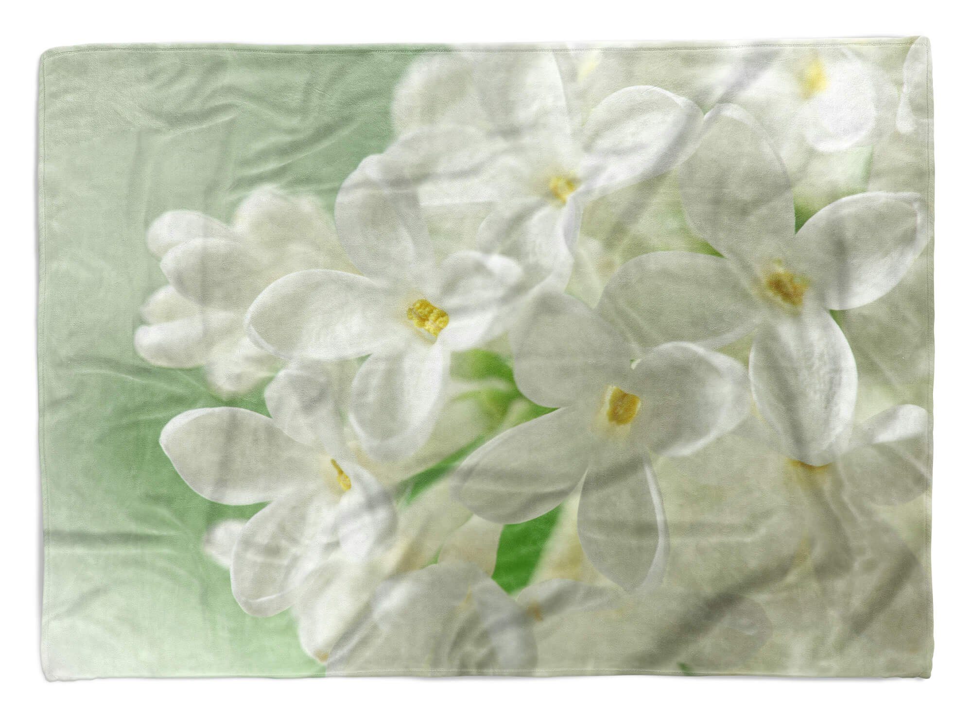 Sinus Art Handtücher Handtuch Strandhandtuch Weiße Fotomotiv Blüten Baumwolle-Polyester-Mix Handtuch Saunatuch Kuscheldecke Blume, mit (1-St)