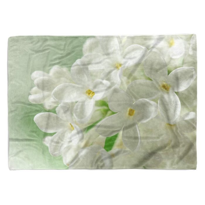 Sinus Art Handtücher Handtuch Strandhandtuch Saunatuch Kuscheldecke mit Fotomotiv Weiße Blüten Blume Baumwolle-Polyester-Mix (1-St) Handtuch