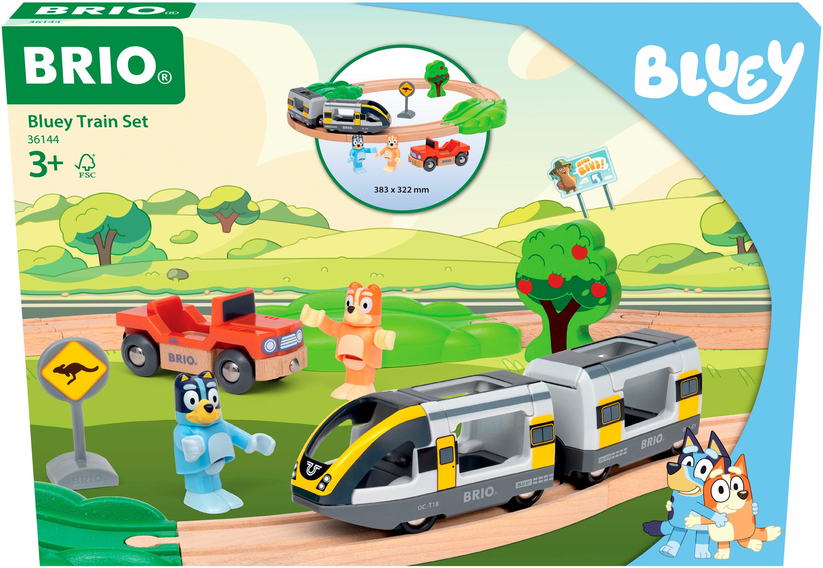 BRIO® Spielzeug-Zug BRIO® WORLD, Bluey Zugset (36144), (Set, 15-tlg)