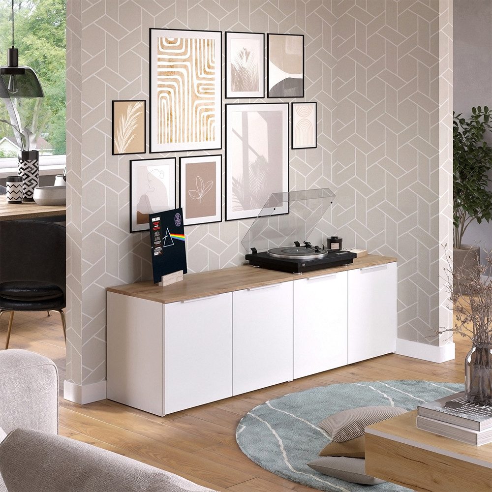 Vicco Wohnwand Wido, Weiß/Sonoma, 2 Teile günstig online kaufen