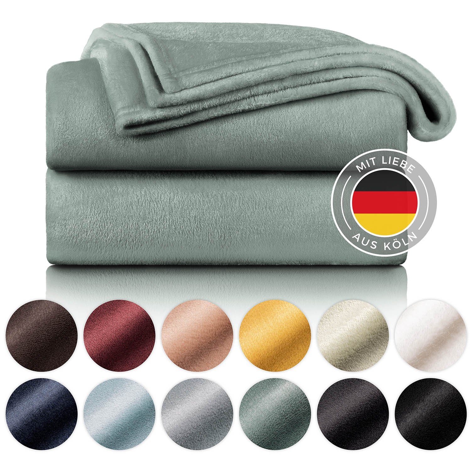 Wohndecke Große Kuscheldecken - hochwertige Kuscheldecke flauschig, Blumtal, weiche Fleecedecke als Sofadecke, Tagesdecke oder Wohndecke